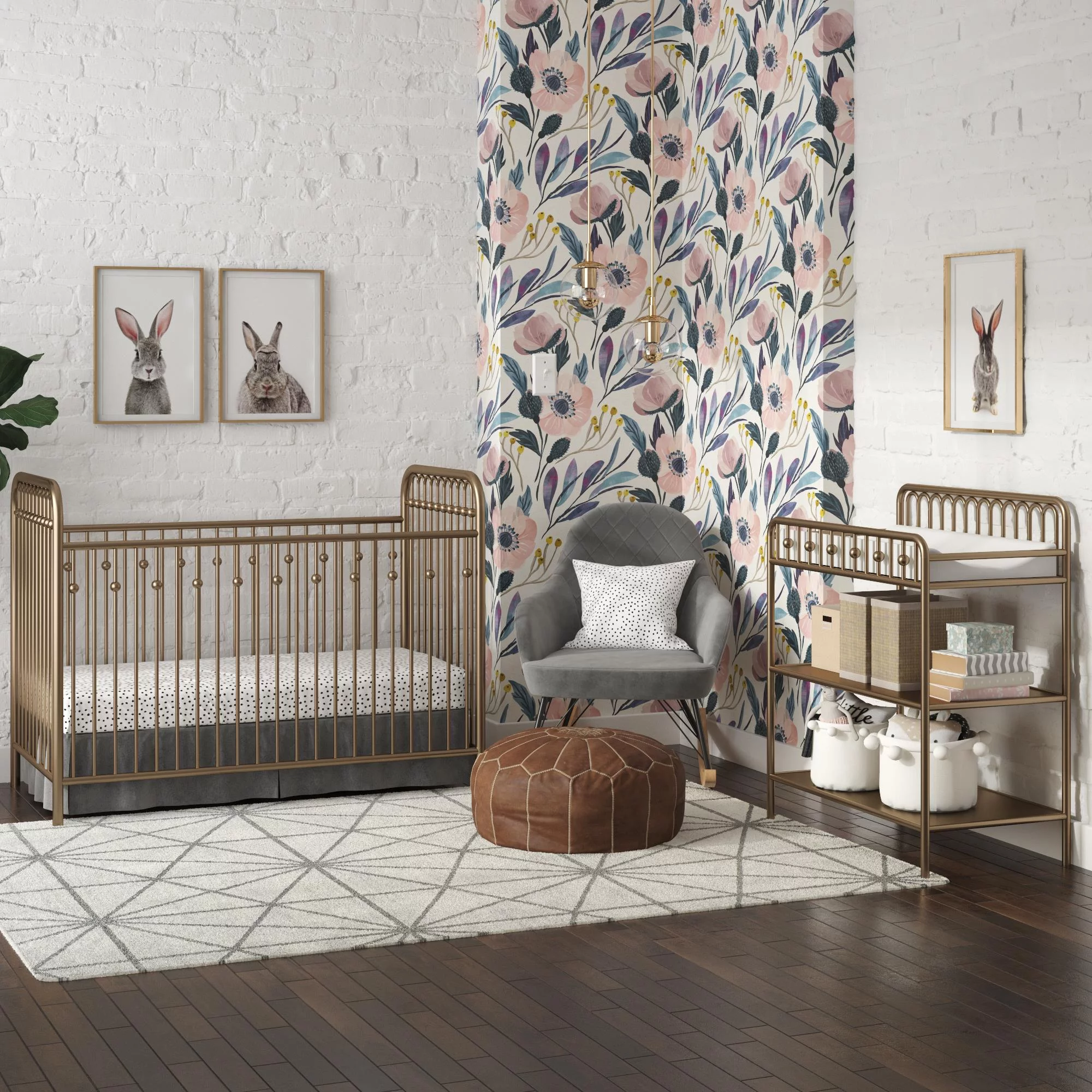 Little Seeds Monarch Hill Ivy Gold Metal Baby Crib