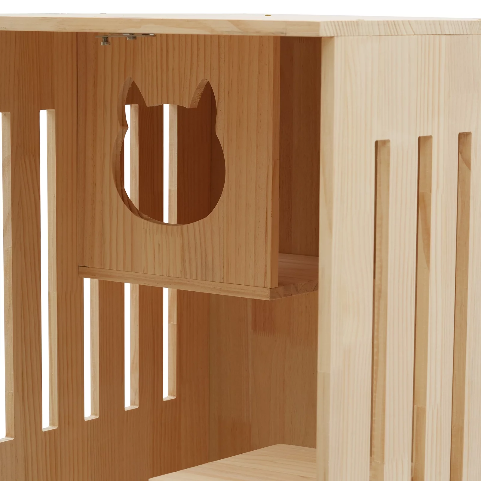 Miumaeov Large Wooden Cat House for Outdoor and Indoor Cats,Luxury Multi-Feature Cat Condo with Cat Scratching Posts Oversized Cat Villa on Wheels (23.62*23.62*47.24 inch)