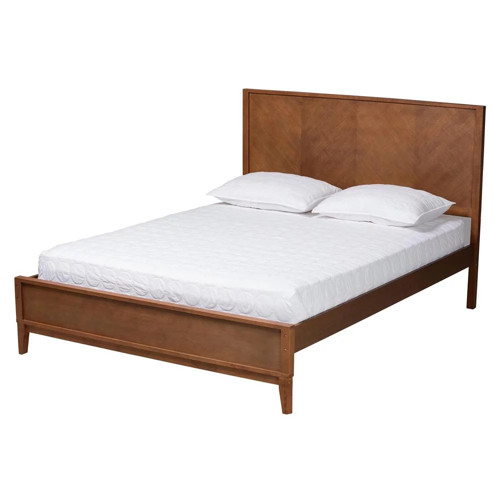 Baxton Studio Carver Ash Walnut Finished Wood Queen Size Platform Bed