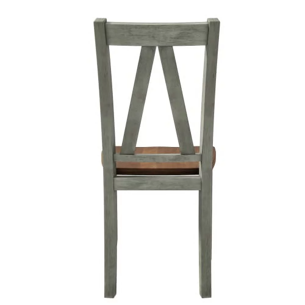 Churanty Wood Farmhouse Dining Table Set for 6 Kitchen Rectangle Table with Long Bench and 4 Dining Chairs, Walnut+Gray