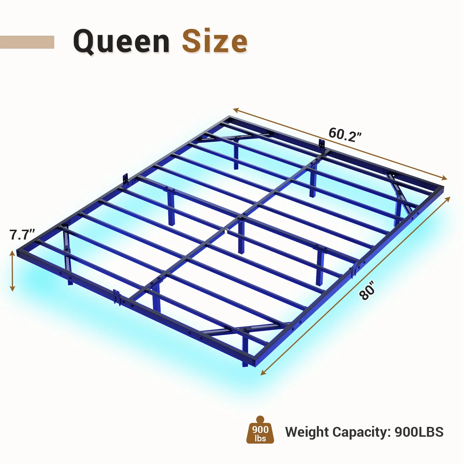 Metal Floating Bed Frame Queen Size Metal Platform Bed Frame with LED Lights,No Box Spring Needed