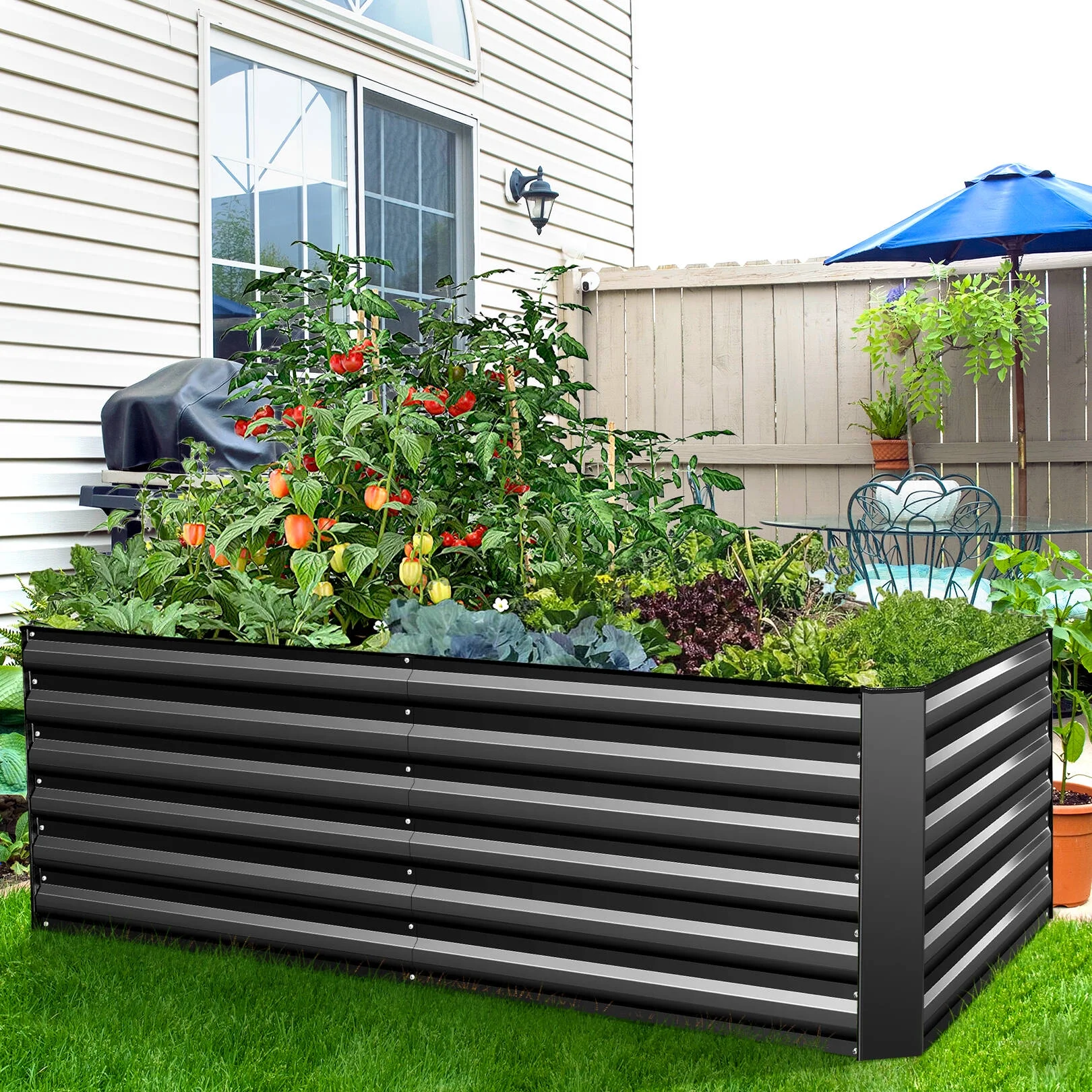 SEJOV Galvanized Raised Garden Beds 6ftx3ftx2ft Large Metal Garden Beds Galvanized Steel Planter Box for Vegetables Flowers Herbs