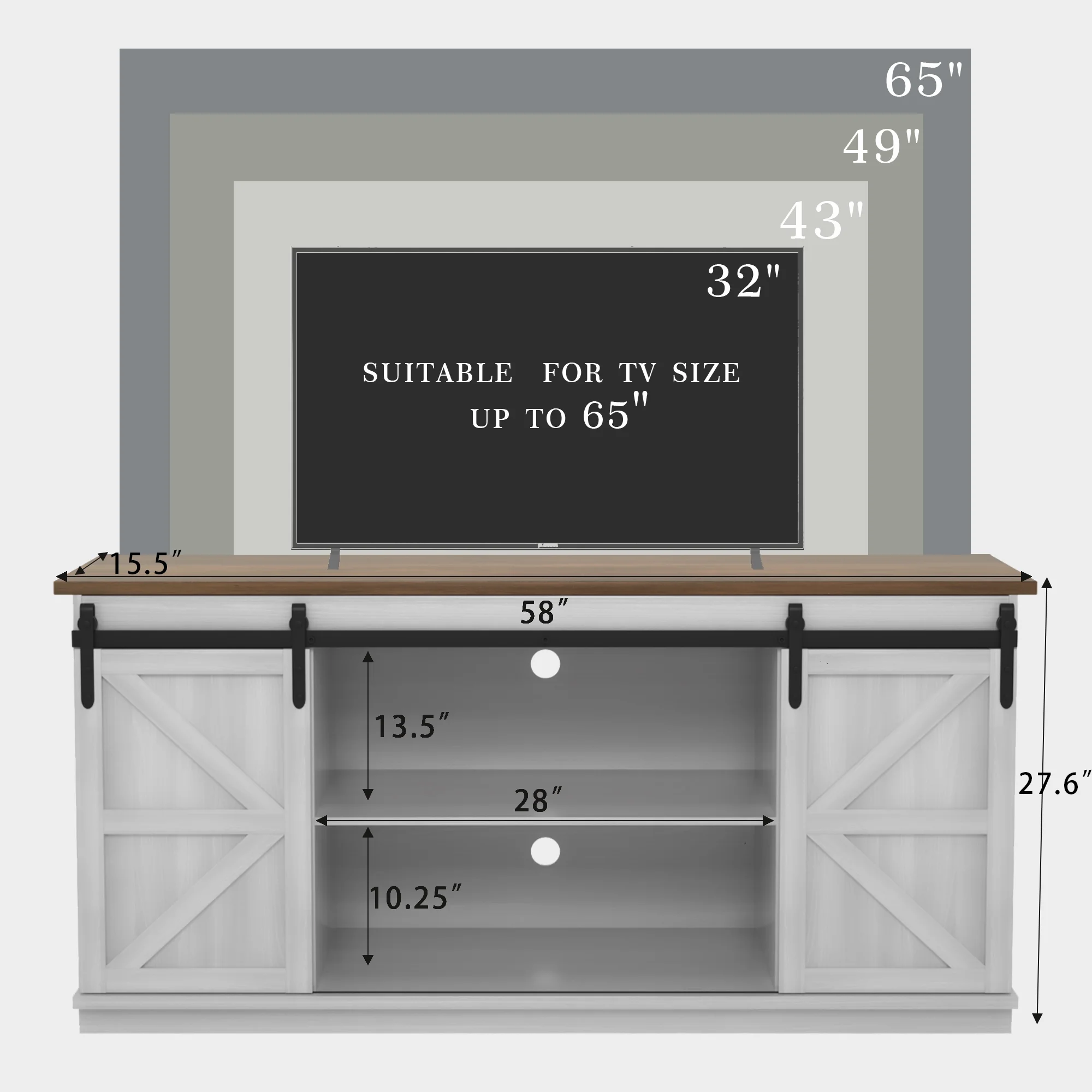 Furmax Modern Farmhouse Barn Door TV Stand for TVs up to 65