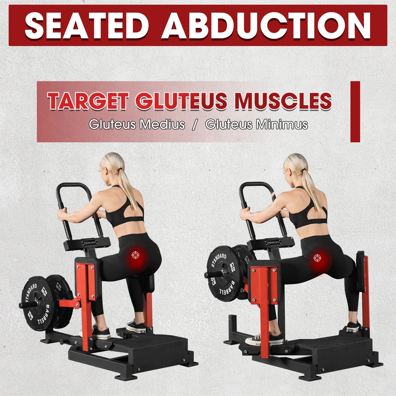 Syedee Standing Hip Abductor Machine, 450lbs Plate-Loaded Inner Thigh Machine, Thigh Master Hip Trainer, Hip Thrusters for Home Gym Hip Training