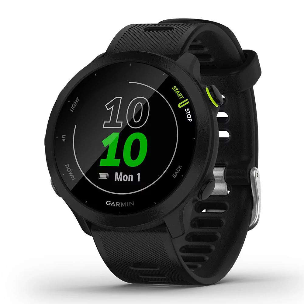 Garmin Forerunner 55 (Black) GPS Running Smartwatch Power Bundle with PlayBetter Portable Charger & HD Screen Protectors