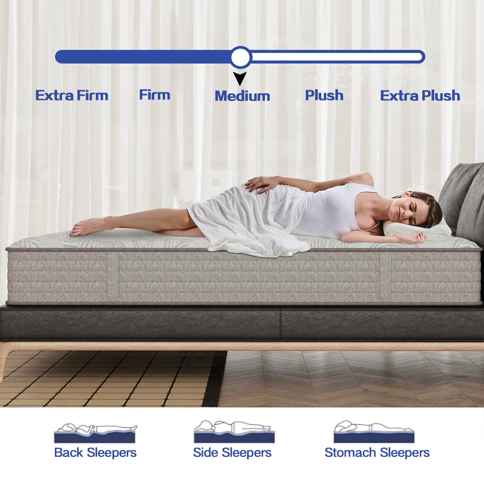 KOW® 12 inch Full Size Gel Memory Foam Mattress in a box,Medium Firm,Pressure Relief,5 Zones Support,Egde Support