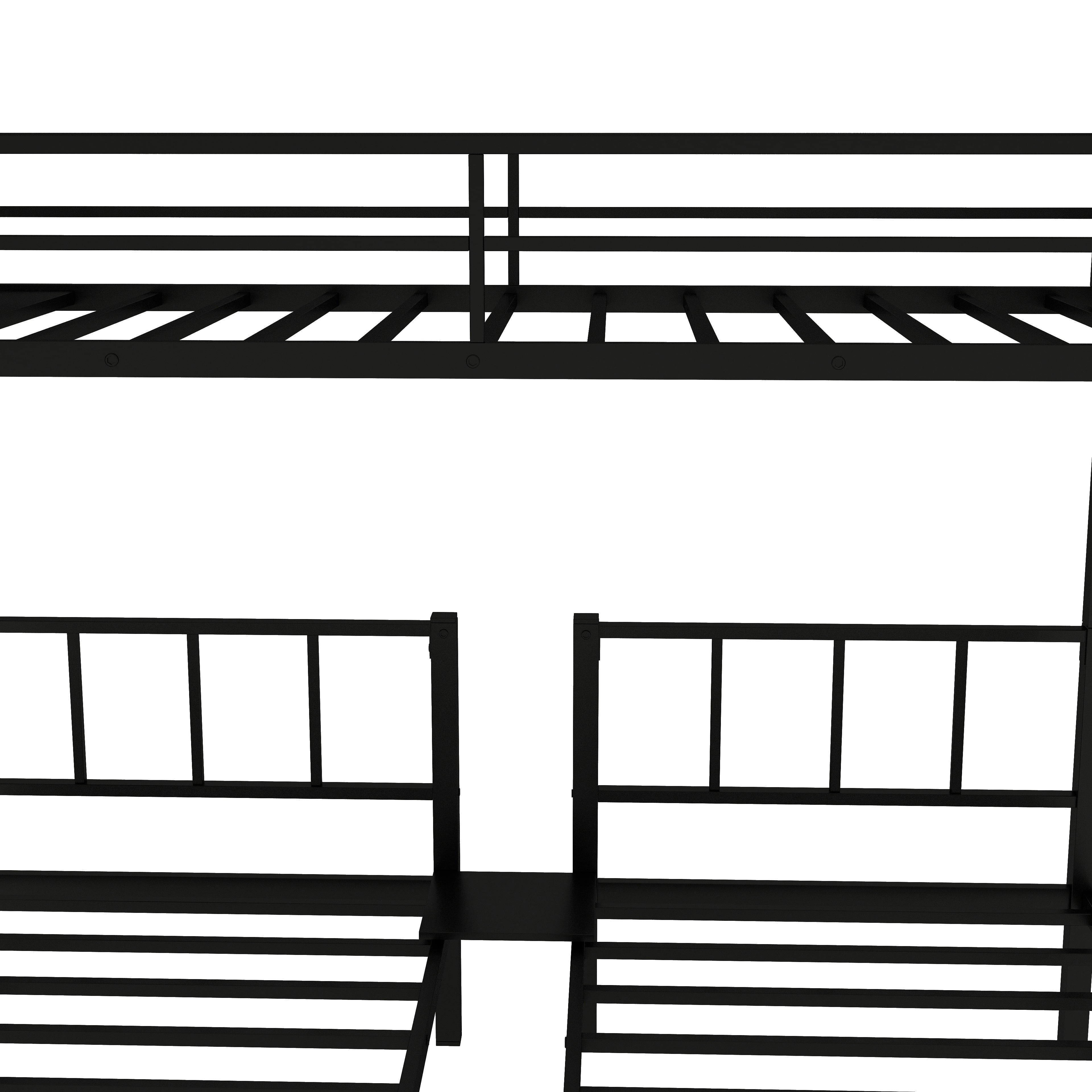 Metal Triple Bunk Bed for 3,Twin over Twin&Twin Size Bunk Bed with Built-in Shelf,Can be divided into 3 Separate Bed,Heavy-Duty Steel Bed Frame for Kids Teens Adults (Black)
