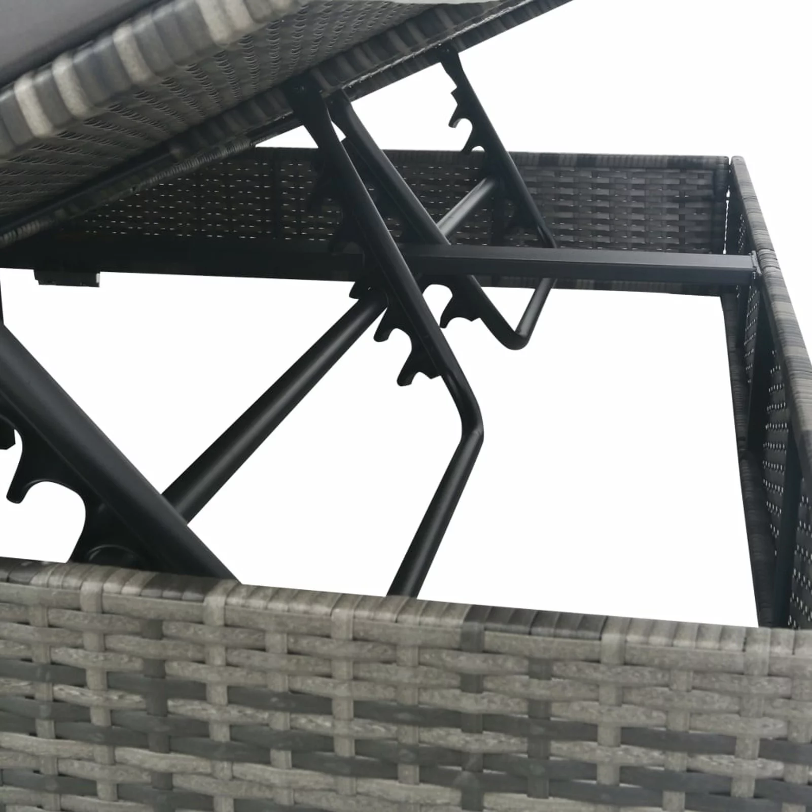 walmeck Patio Bed with Umbrella Poly Rattan Gray