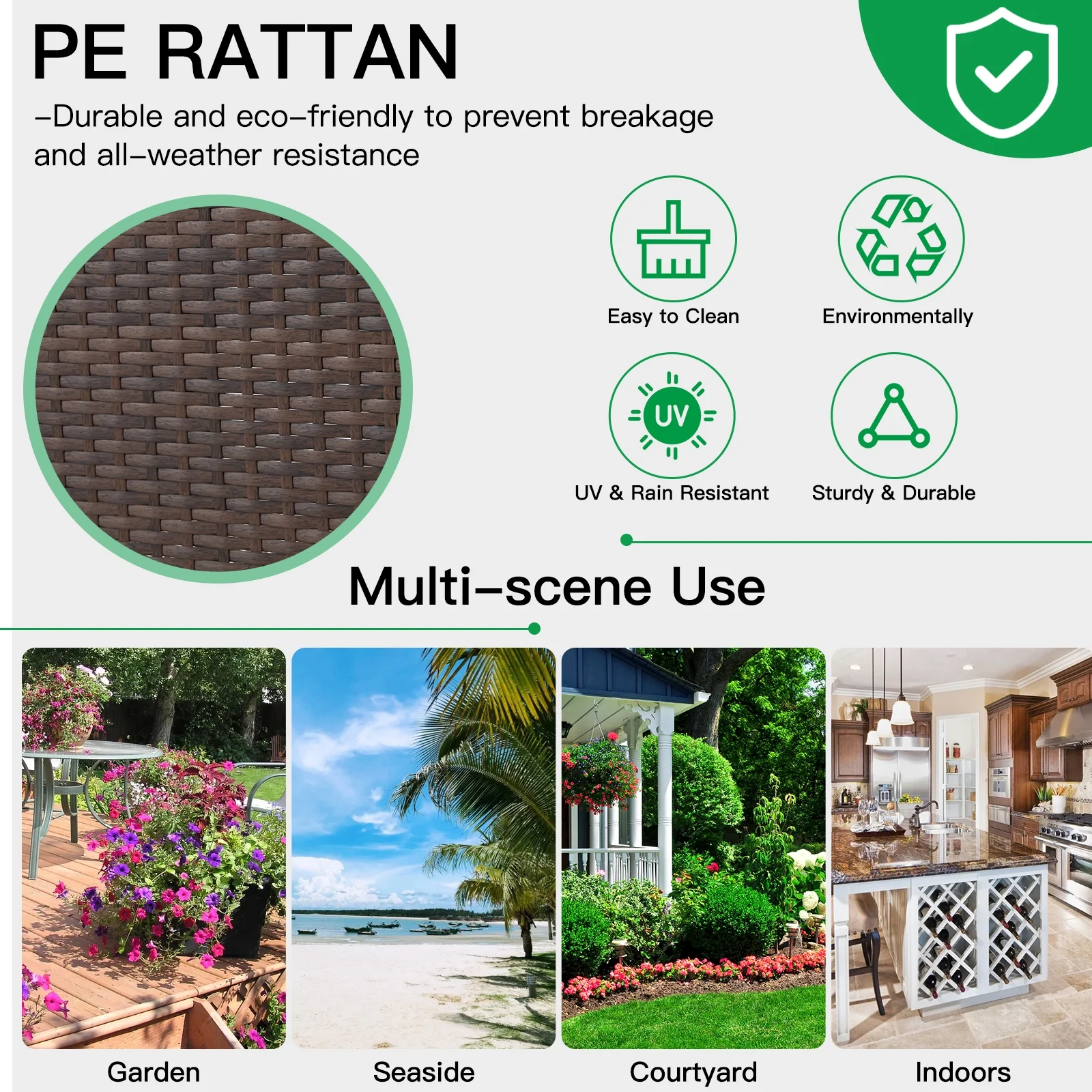 AVAWING Outdoor Wicker Rattan Bar Stools Set of 4 with Cushion for Backyard, Brown