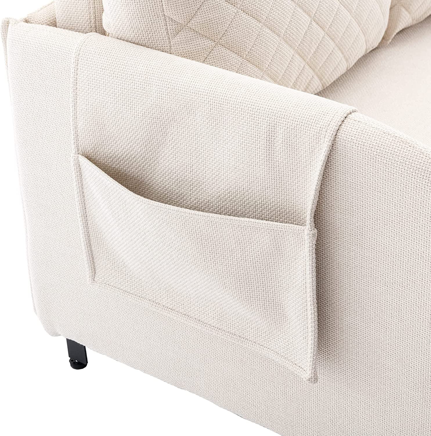 Tabaray Leather Loveseat Sleeper Sofa Bed,2 Seat Arm Chair with Side Pocket and Cushions,Mini Pull Out Couch for Bedroom,Office,Living Room,Small Space (Black Leather)