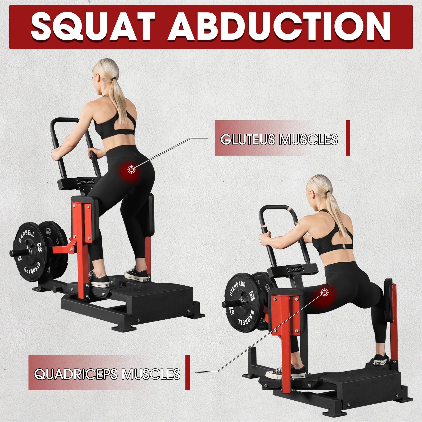 Syedee Standing Hip Abductor Machine, 450lbs Plate-Loaded Inner Thigh Machine, Thigh Master Hip Trainer, Hip Thrusters for Home Gym Hip Training