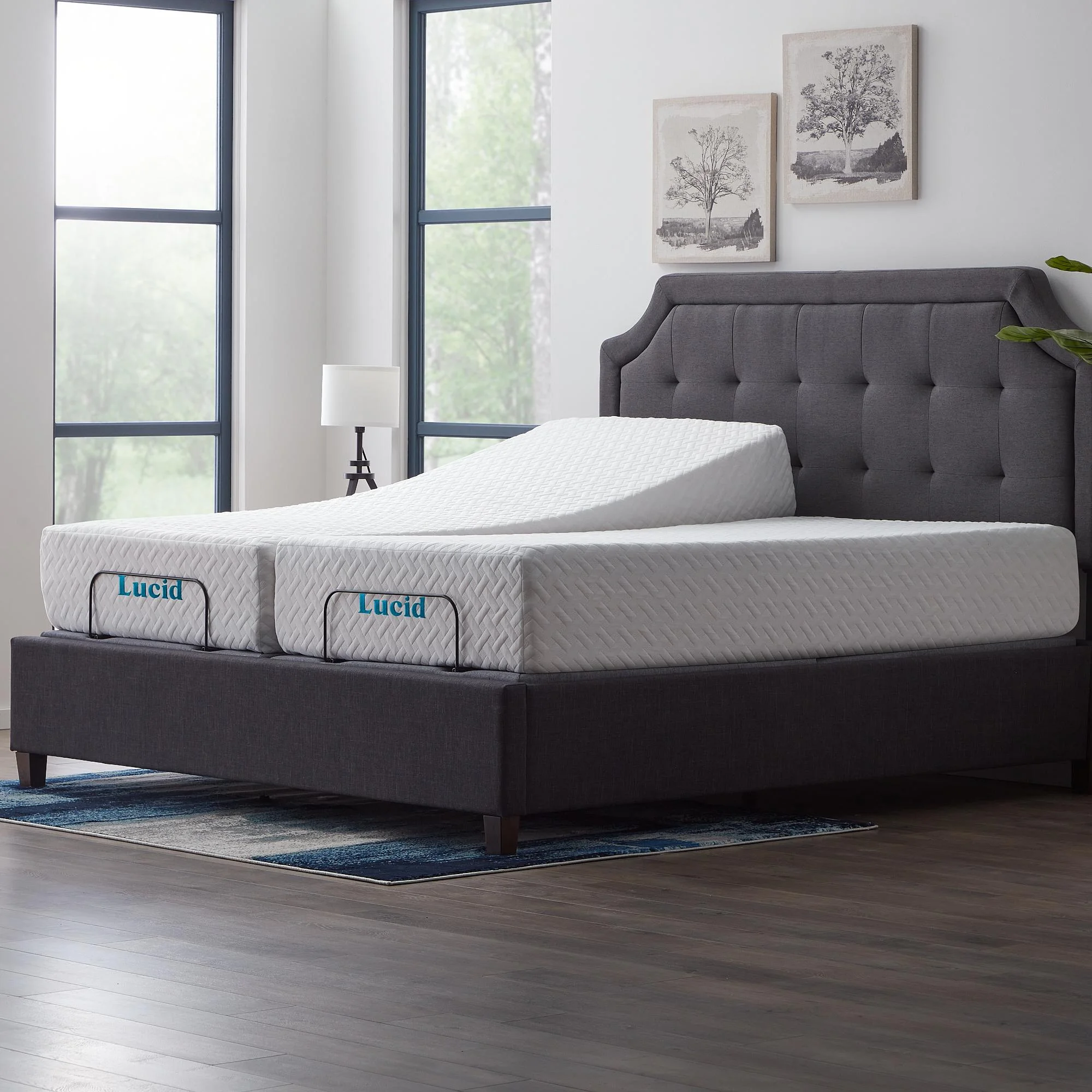 Lucid Premium Steel Adjustable Bed Base with Zero Clearance, King/Split King