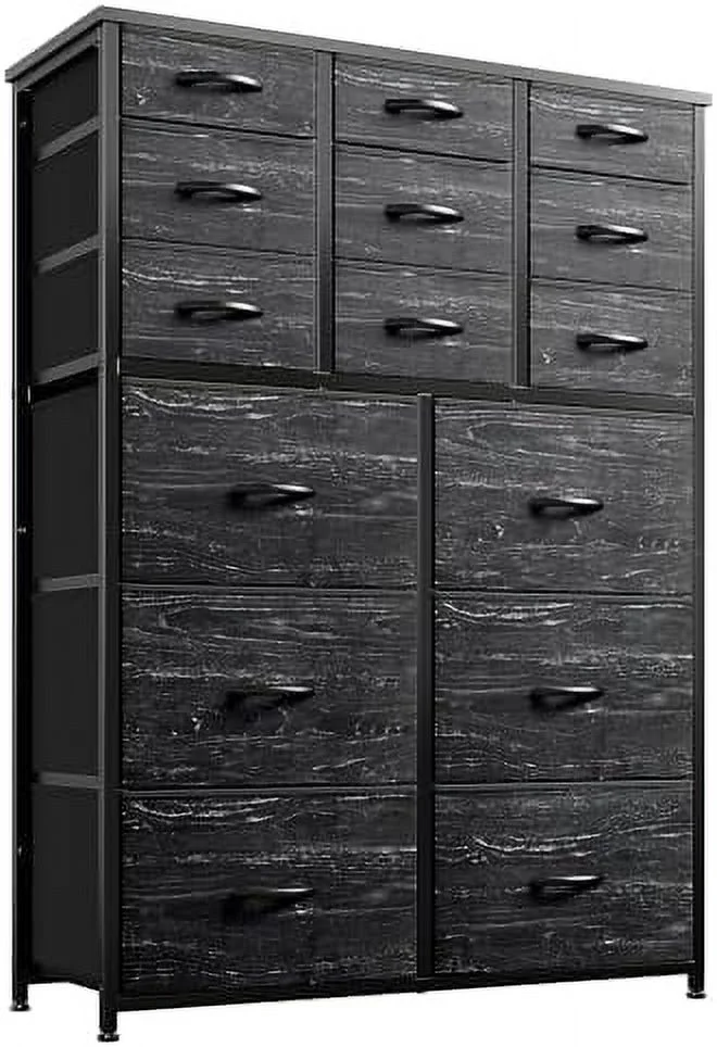 Dresser for Bedroom with 15 Drawers  Tall Dressers for Bedroom with Heavy Duty Wood and Metal  Large Bedroom Dressers & Chest of Drawers for Bedroom  Closets  Living Room  Black Wood