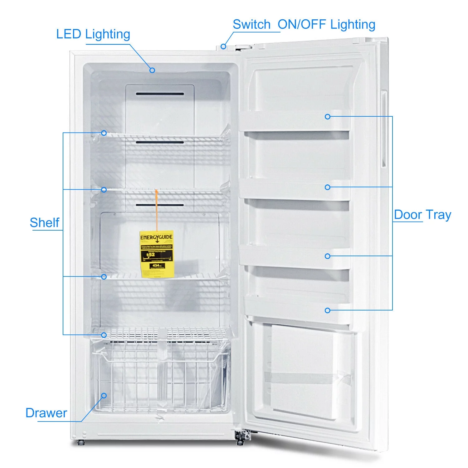 SMAD 13.8 Cu ft Upright Convertible Freezer Refrigerator, Single Door for Home Kitchen Restaurant