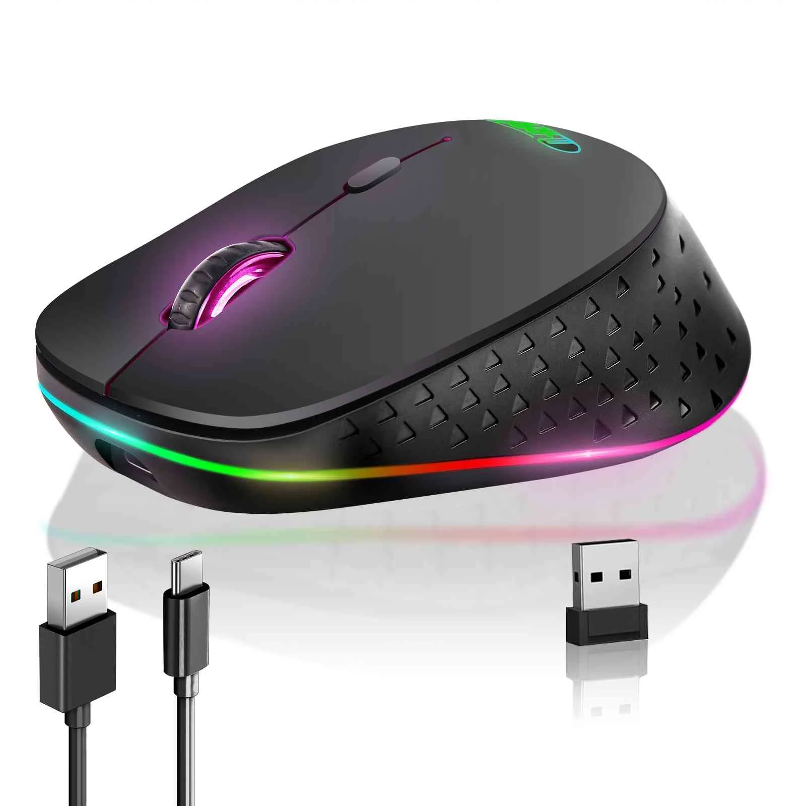 UrbanX Dual-Mode Wireless Mouse - Bluetooth & 2.4GHz Connectivity - Rechargeable, Efficient Design Compatible with Samsung Galaxy Z Flip/Tab S6 5G/Note10 Lite/S10 Lite/A71 , PC, Mac, iPad -Black