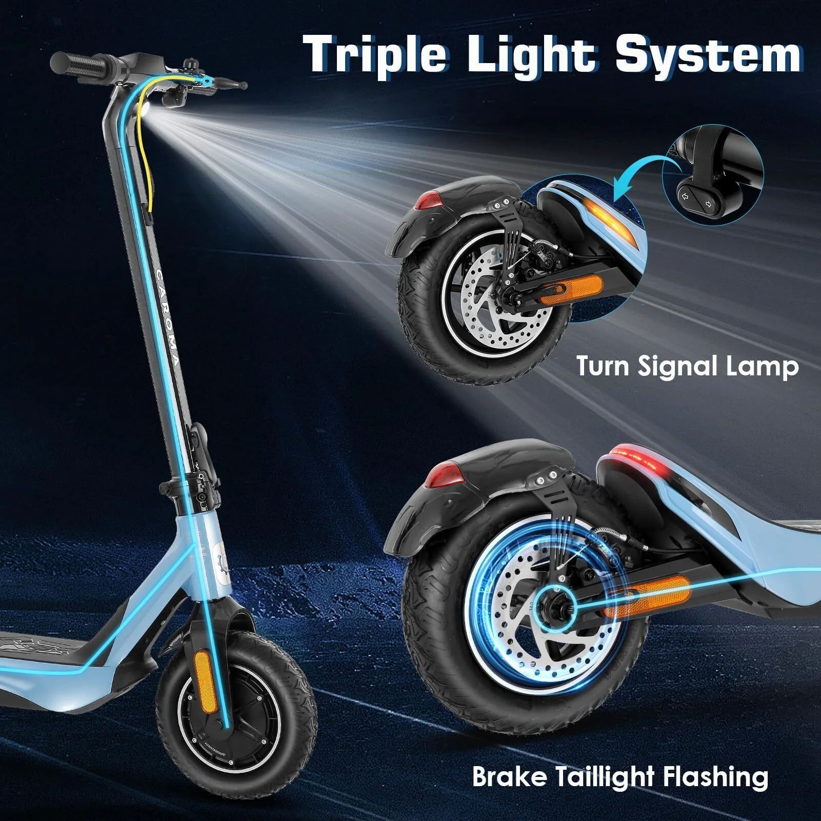 Caroma Electric Scooter for Adults, 800W Peak Motor, 30 Miles Range, Max 25 Mph, 10