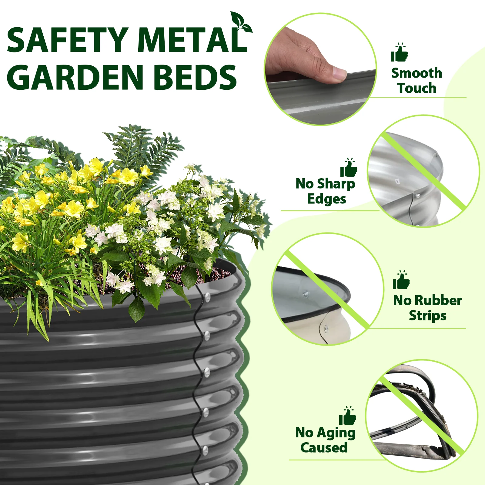 2 Pack-4Ft Round Galvanized Raised Garden Bed, 18” Tall Above Ground Modular Metal Planter Boxes Outdoor For Vegetables Flowers Herbs, Anti-Rust & Easy-Setup Quartz Grey