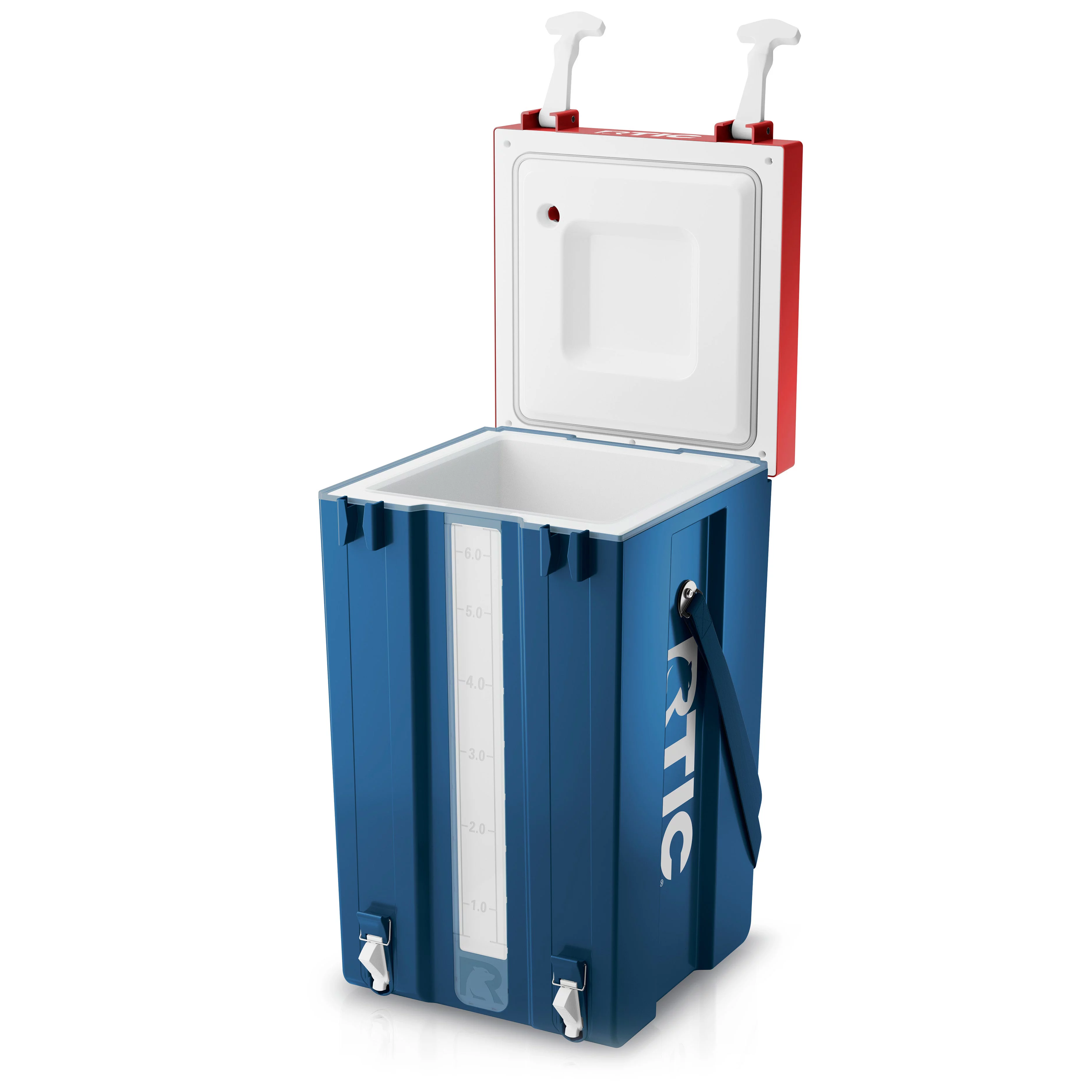 RTIC Halftime Water Cooler 6 Gallon Portable Carrier Container, Drink Beverage Dispenser, Stackable with 2 Taps, Bottleless, BPA-Free, for Sports, Camping, BBQ, Parties, Picnic, and More, Patriot
