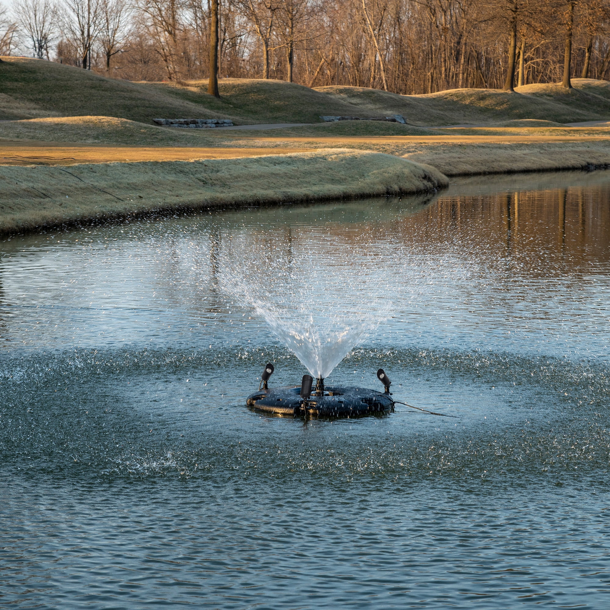 HALF OFF PONDS 1/4 HP Floating Fountain | 100 foot Cord | 9 Patterns | Surface Aeration for Ponds | AQF3000-100