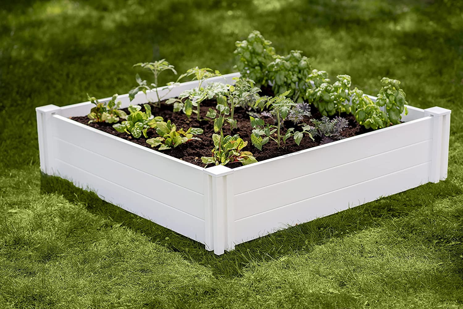 Vita Classic 4 ft x 4 ft x 11 in White Vinyl Raised Garden Bed, VT17108