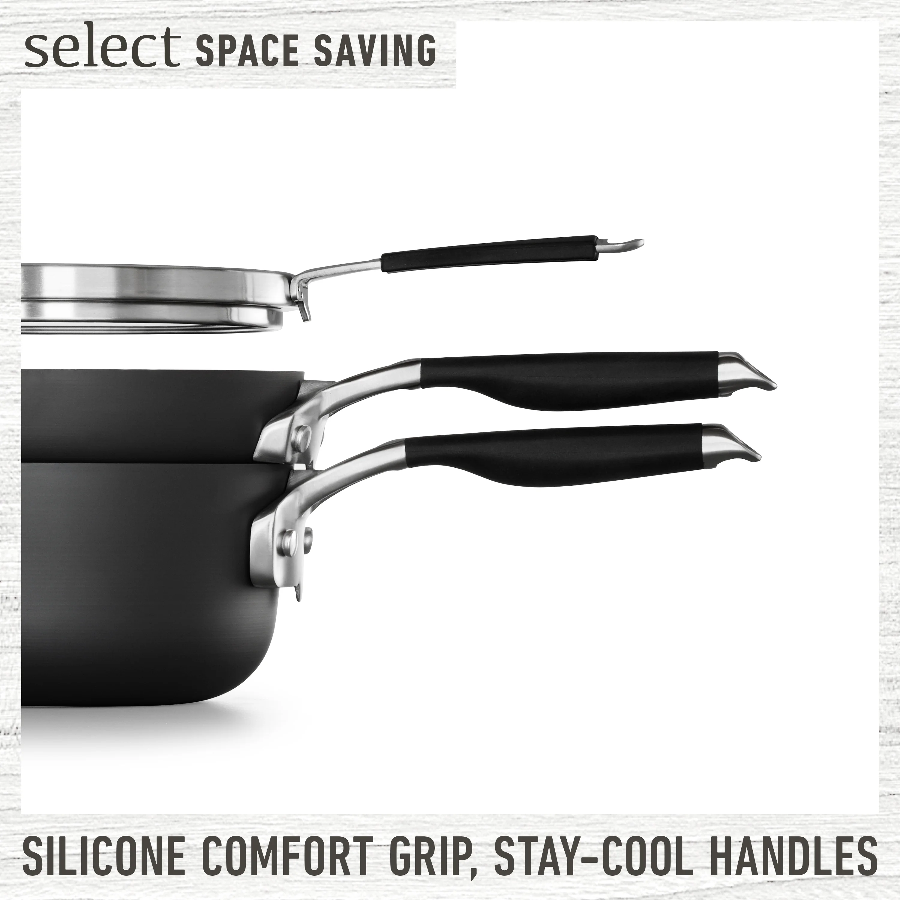 Select by Calphalon Space-Saving Hard Anodized Nonstick Pots and Pans, 14-Piece Cookware and Utensil Set