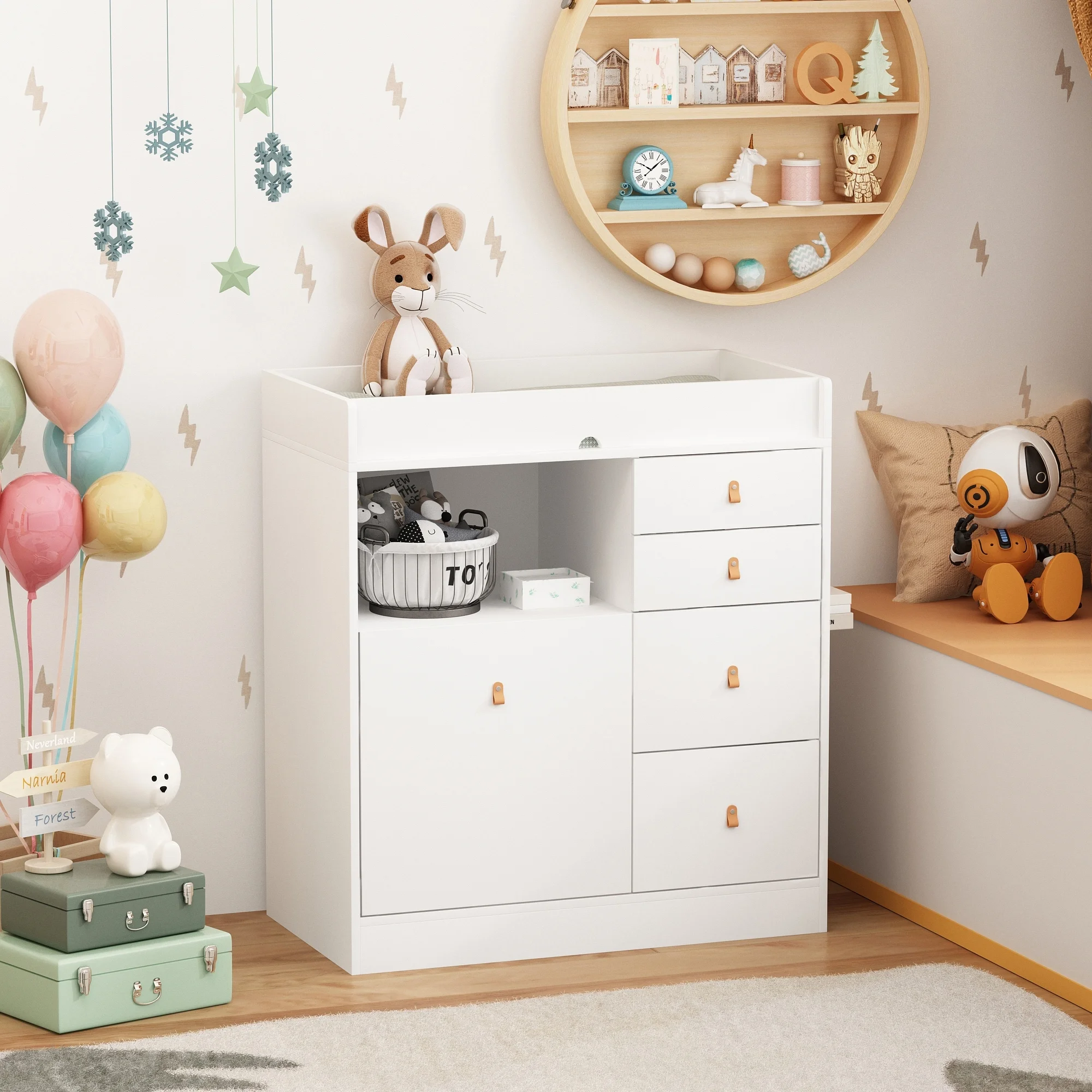 Modern Wooden Changing Dresser - Durable Construction, Baby Dresser