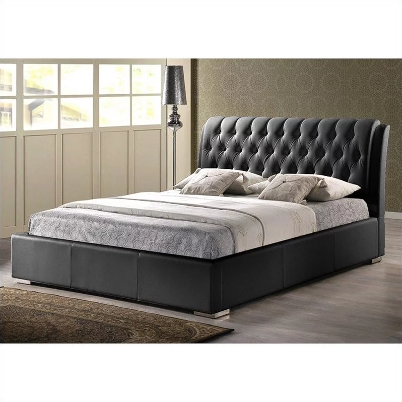 Baxton Studio Bianca Modern Bed with Tufted Headboard, Multiple sizes, Multiple Colors