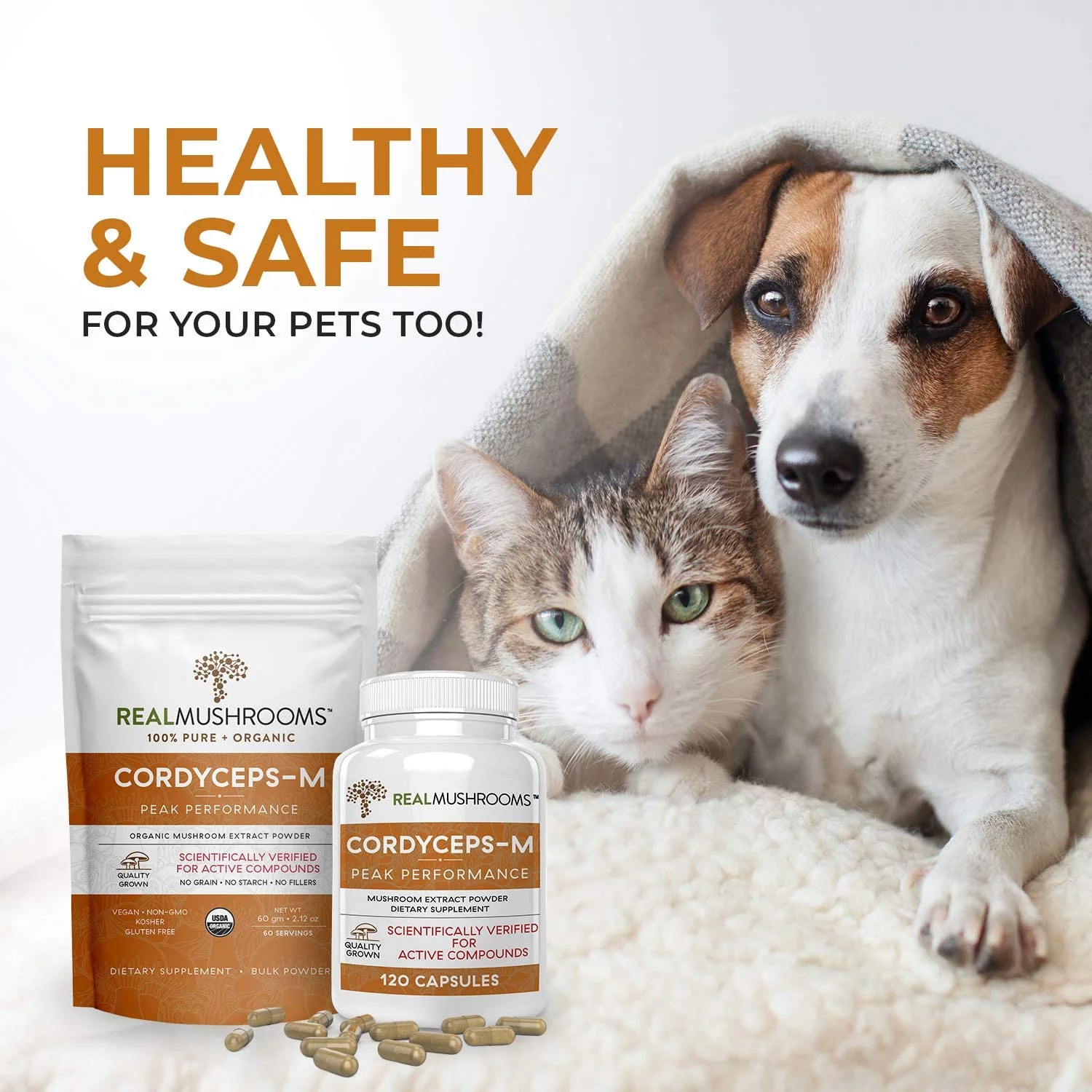 Real Mushrooms Cordycep-M, Peak Performance, 120 Capsules