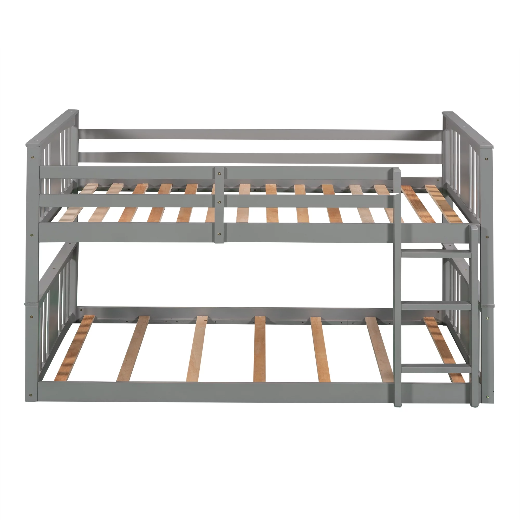 Gray Twin Over Twin Bunk Bed with Ladder