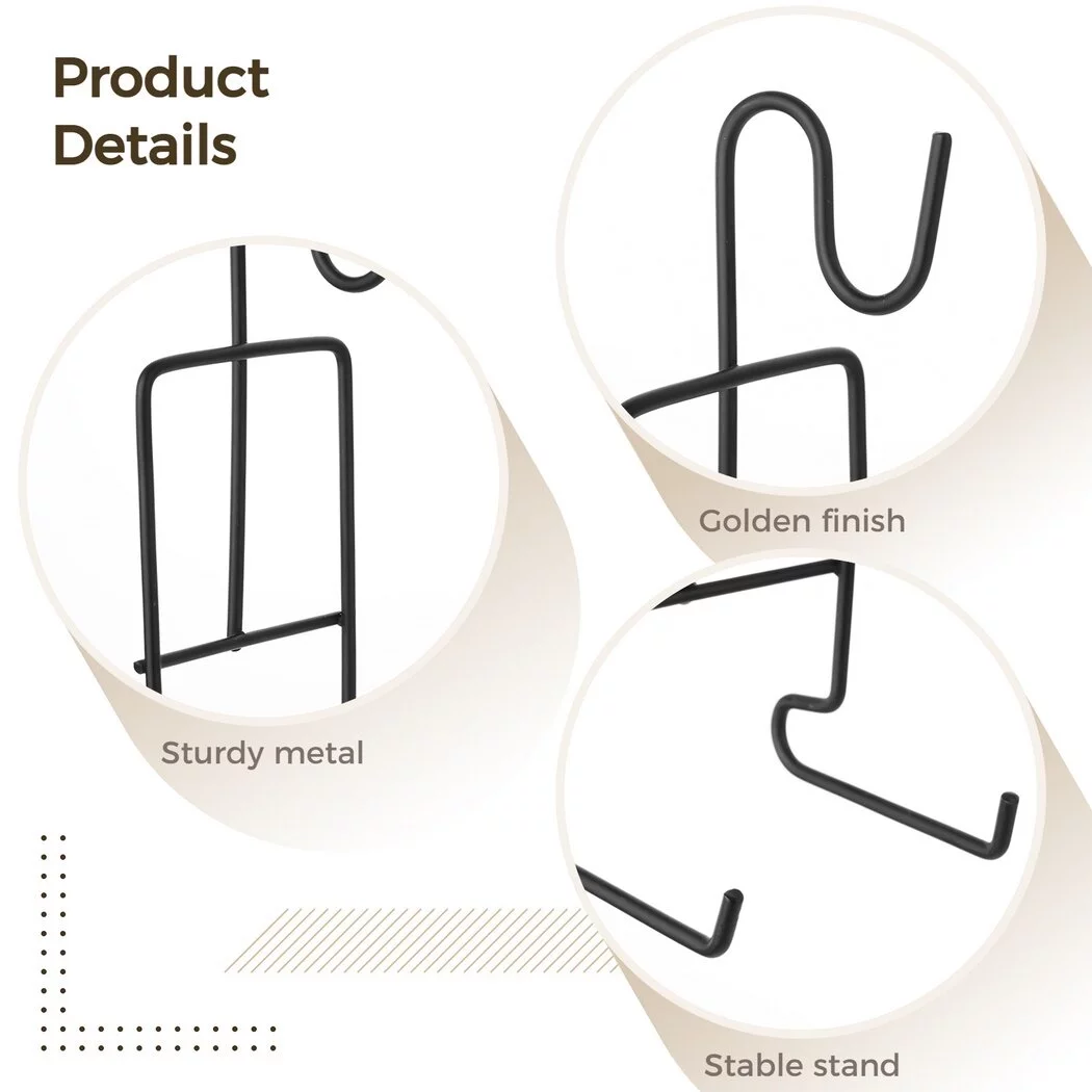 Cup and Saucer Display Stand, 8 Pcs Tea Cup and Saucer Holders, Teacup Coffee Mug Organizer Rack, Black Finish Metal Mug and Saucer Stand for Tea Coffee Cups Plates