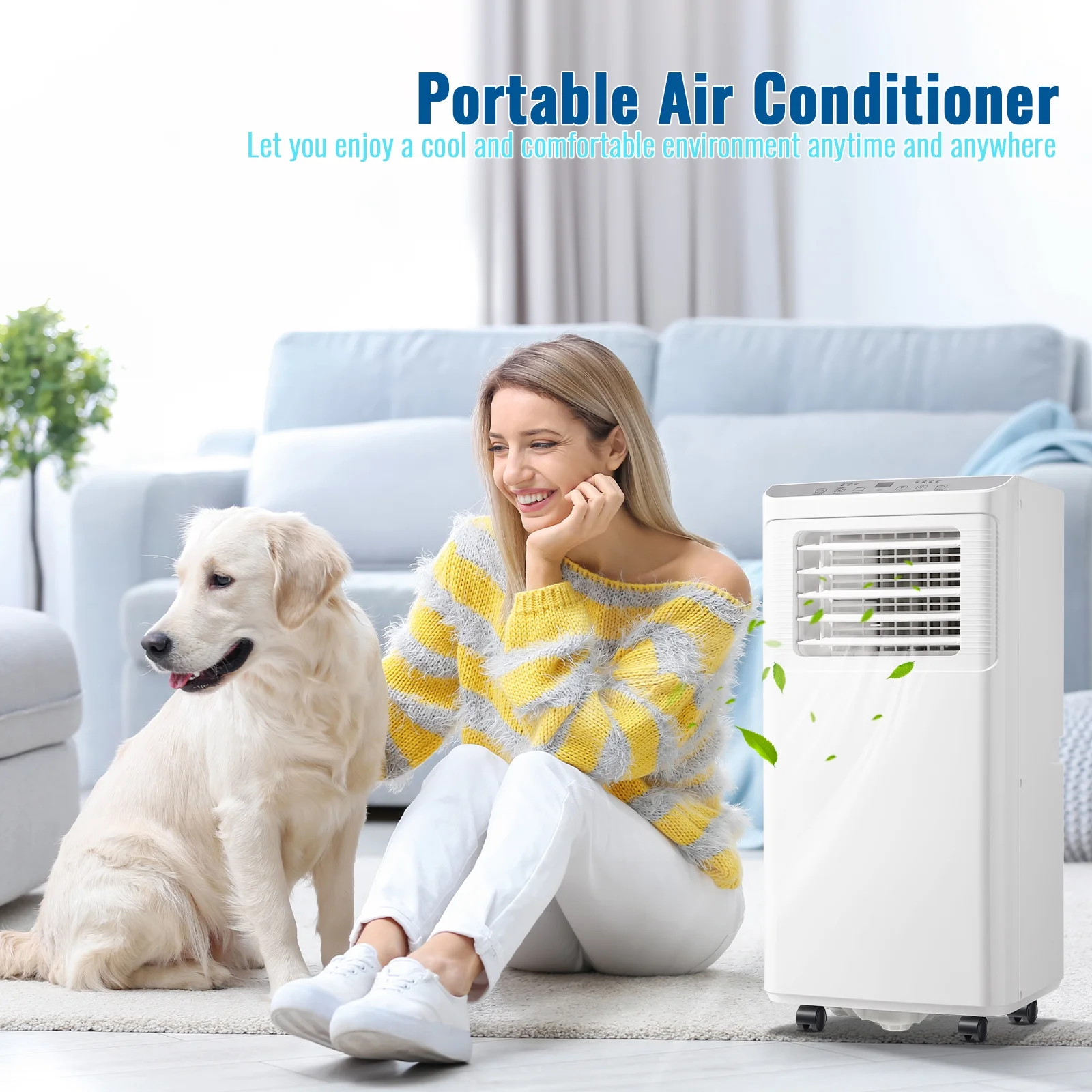 WANAI Compact Air Conditioner 8000 BTU AC Unit Dehumidifier Fan 3-in-1, Room Up to 250 Sq.ft White