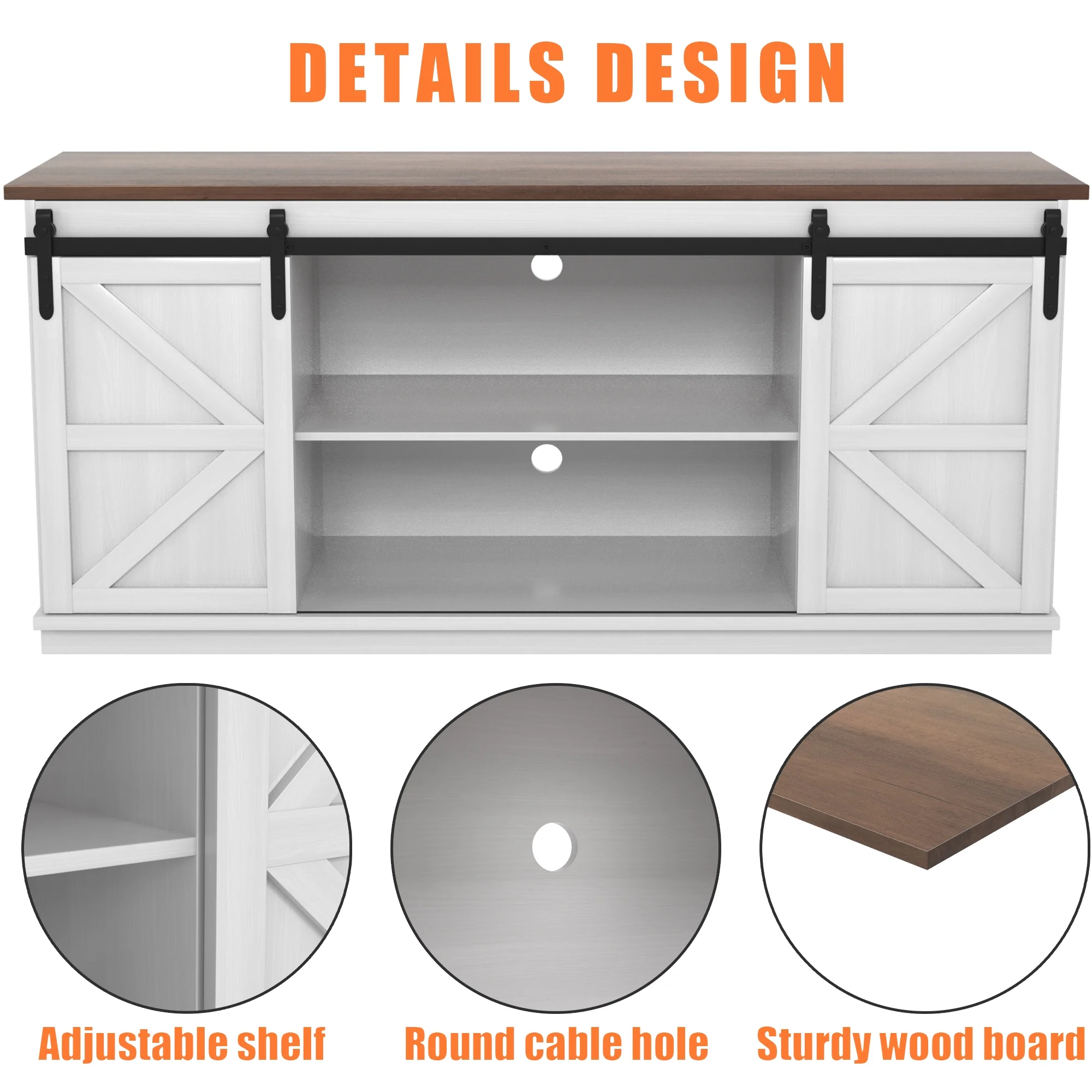 Furmax Modern Farmhouse Barn Door TV Stand for TVs up to 65