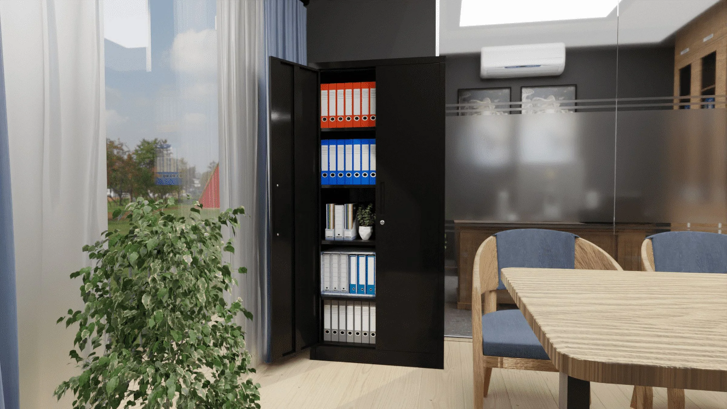 GangMei 71 In Metal Storage Garage Cabinets with Locking Doors and Adjustable Shelves, Steel Storage Cabinet for Garage, Office, Classroom, Assemble Required(Black)