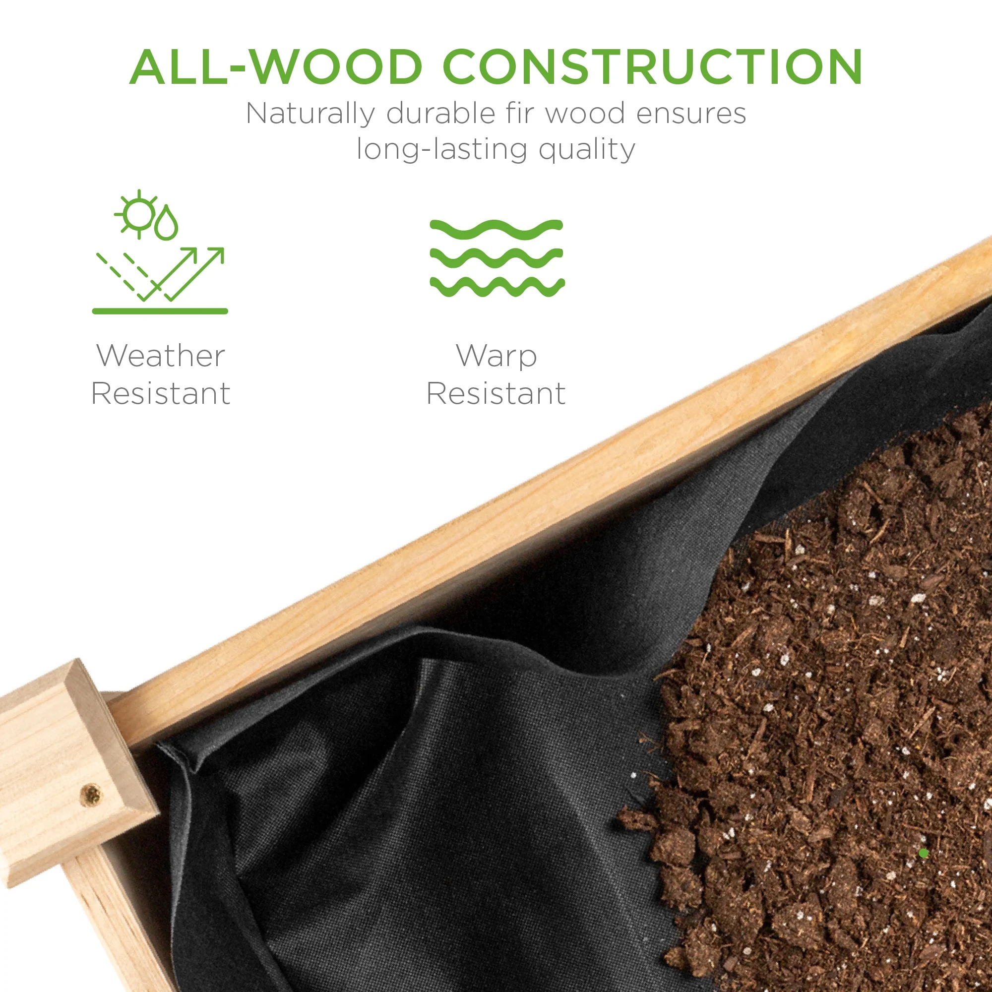 Best Choice Product 48x24x30in Raised Garden Bed, Elevated Wooden Planter for Yard w/ Foot Caps, Liner - Natural