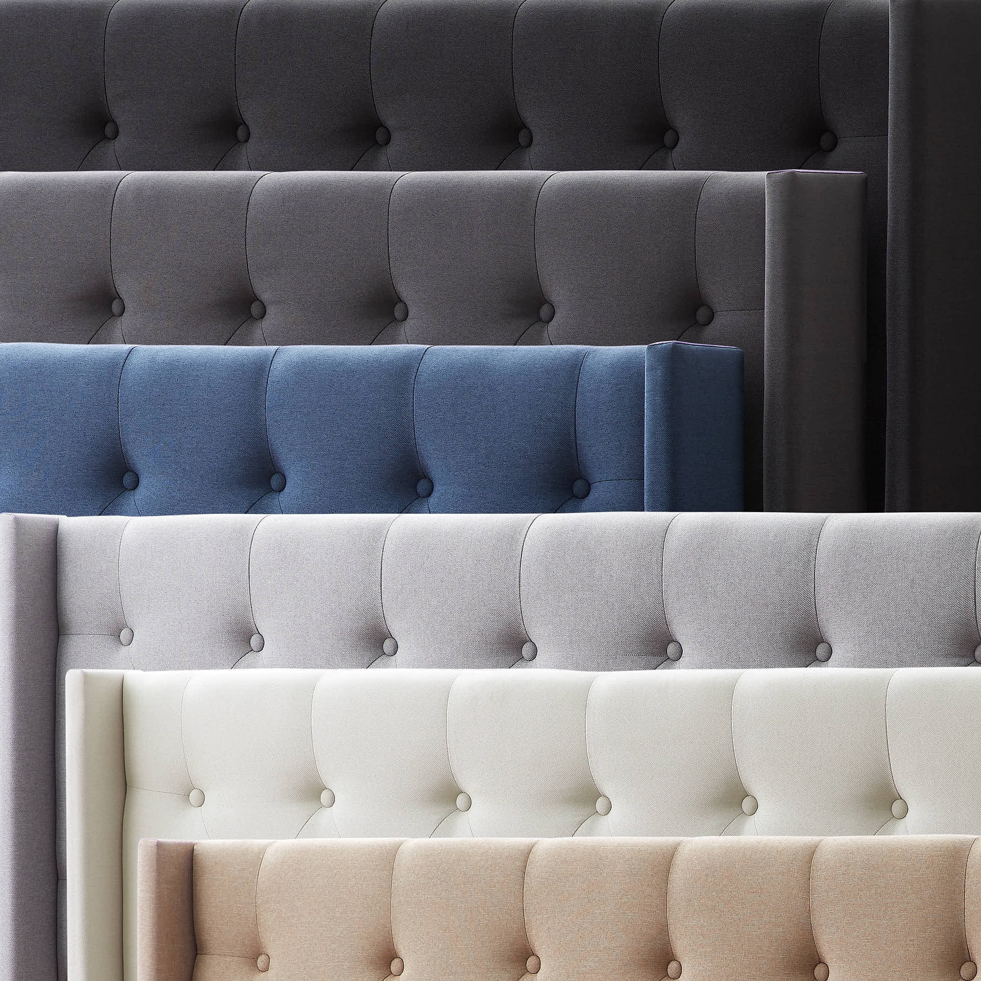 Rest Haven Button Tufted Upholstered Headboard, Queen, Cream