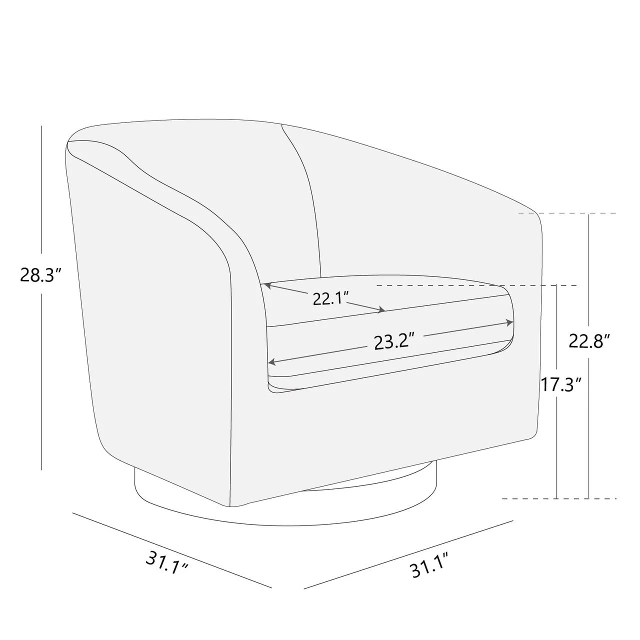 CHITA Swivel Accent Chair Set of 2, Fabric Round Barrel Arm Chair Living Room, Ivory White