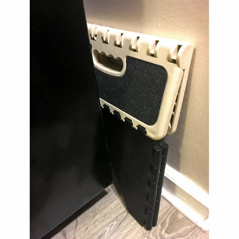 Camco Folding Step Stool | Supports up to 300lbs | Impact resistant Resin, Black and Tan (43638)