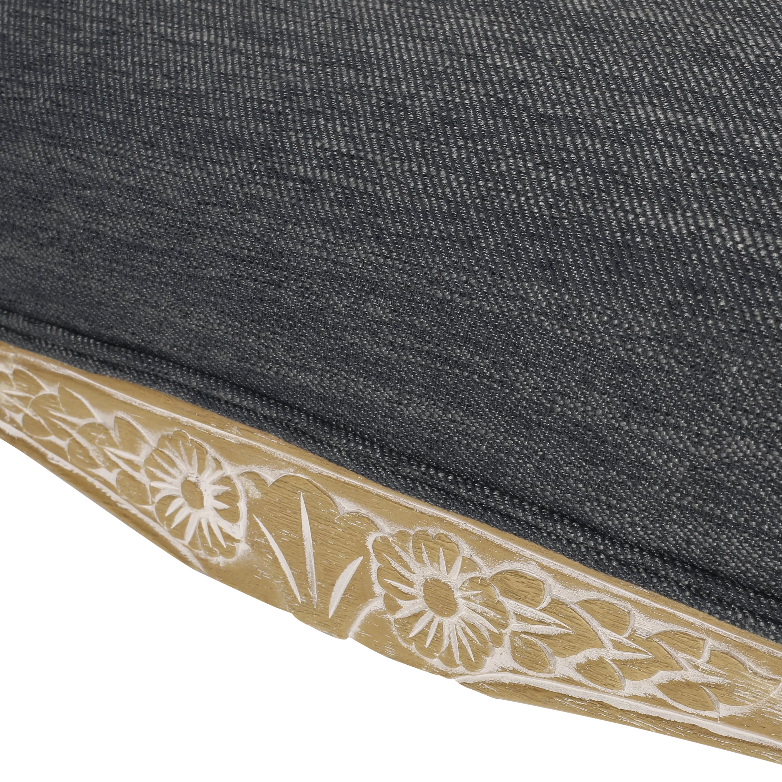 Wistar French Country Wood and Cane Loveseat, Charcoal and Natural