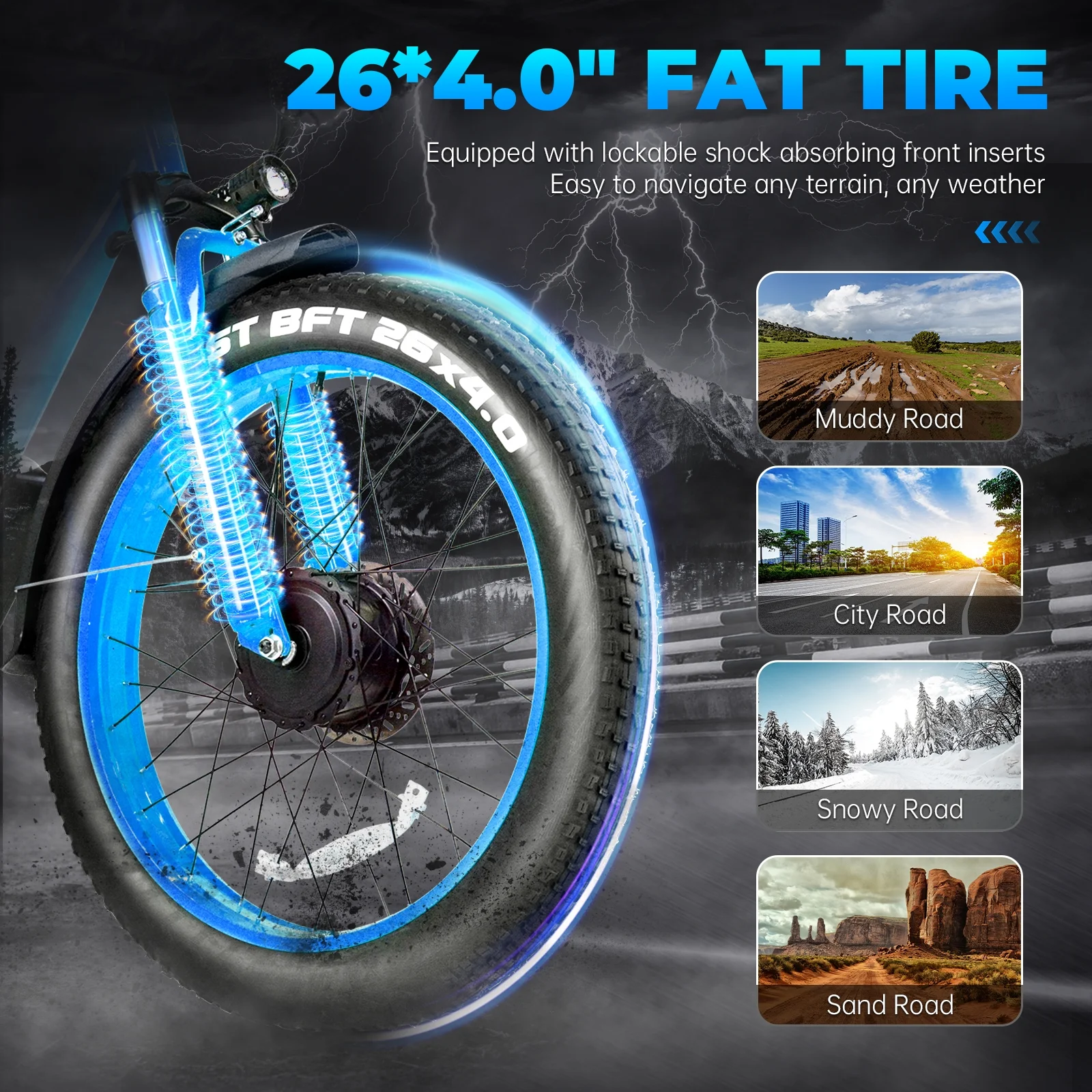 Electric Bike for Adults - Dual Motor AWD 2000W 32MPH Ebike with 48v/22.5Ah Removable Battery, 26x4.0 Fat Tire Mountain Electric Bicycle, Hydraulic Disc Brake E-Bike for Men Women