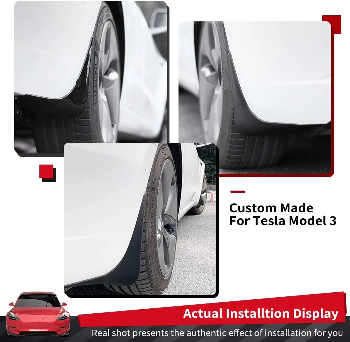A-Premium Splash Guards Mud Flaps Mudguards Fender Compatible with Tesla Model 3 2016 2017 2018 2019 2020 2021 Front and Rear 4-PC Set