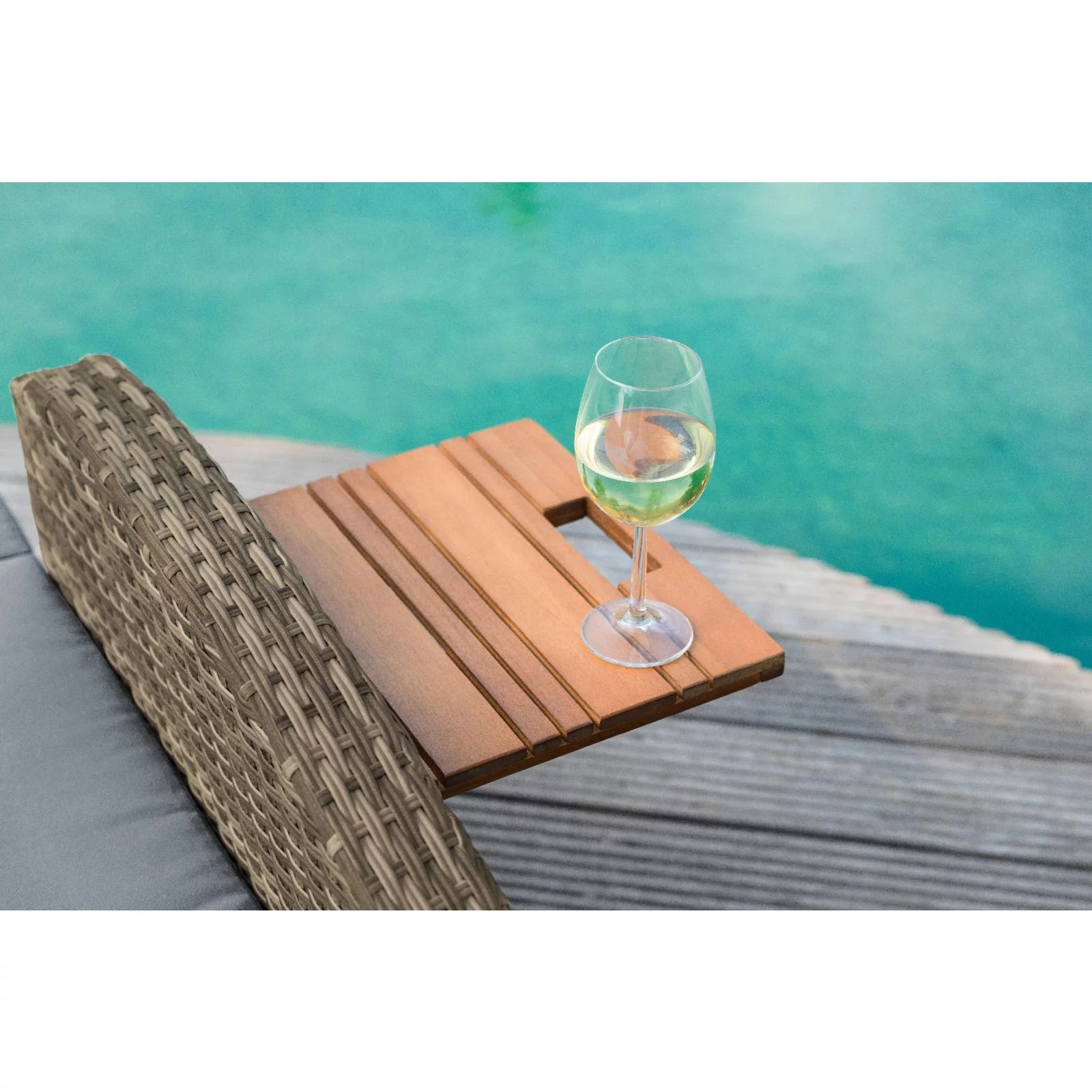 Greemotion Bahia Tobago Solid Teak Wood Outdoor Modular Daybed in Gray/Natural
