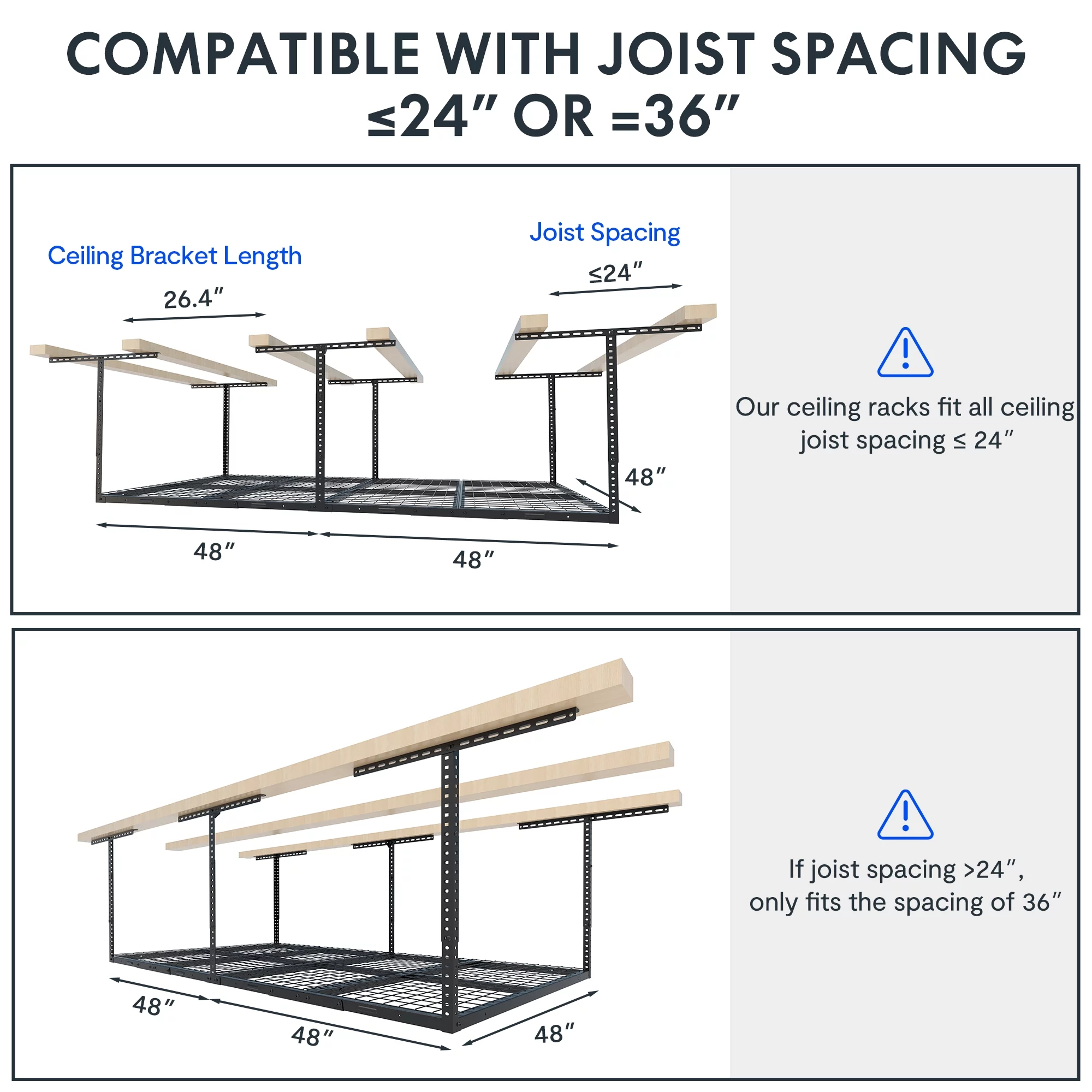 FLEXIMOUNTS Classic Overhead Garage Storage Rack 48