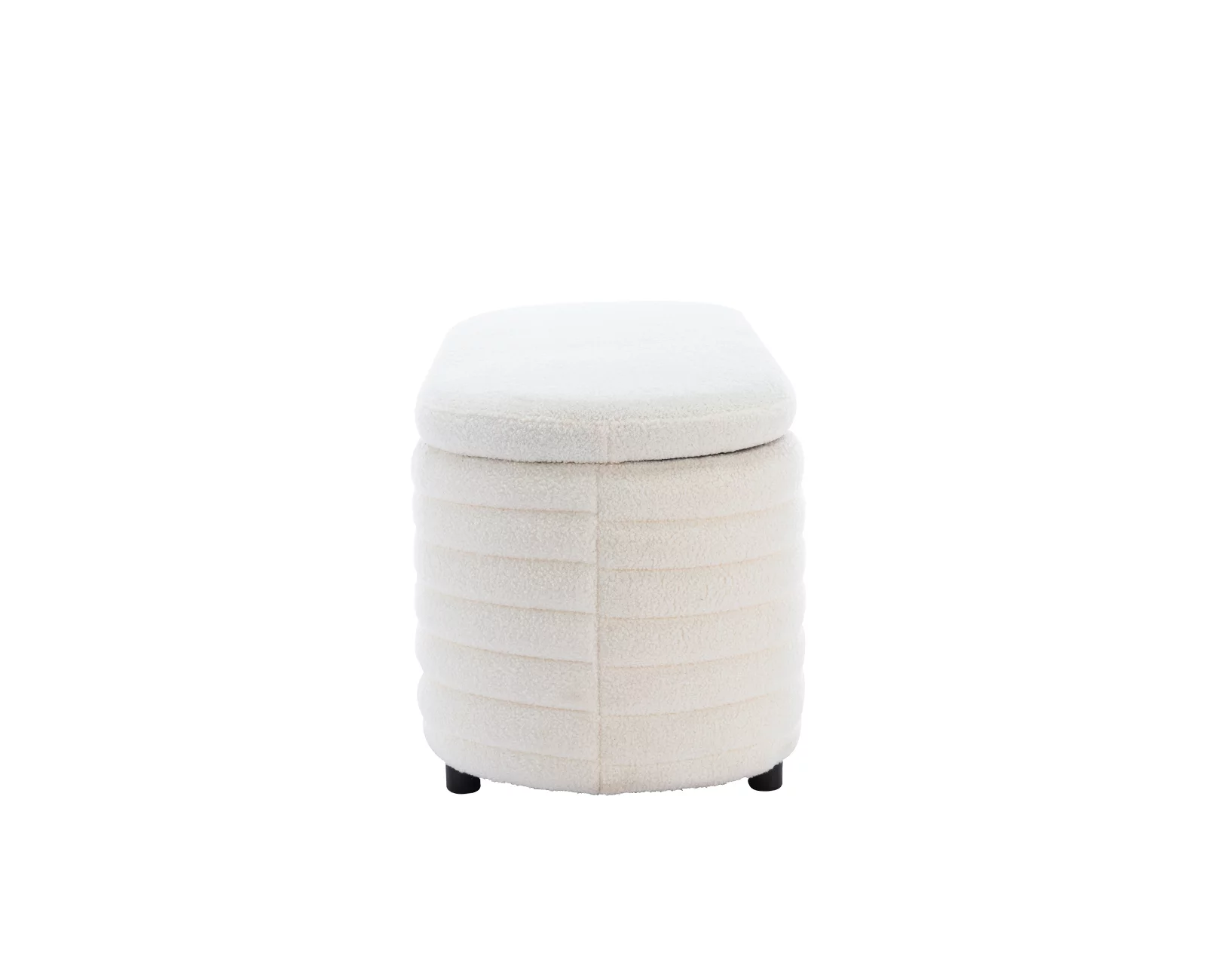 Guyou Storage Ottoman Bench, Upholstered Faux Fur Modern End of Bed Stool Entryway Bench with Safety Hinges for Bedroom Living Room Hallway, White