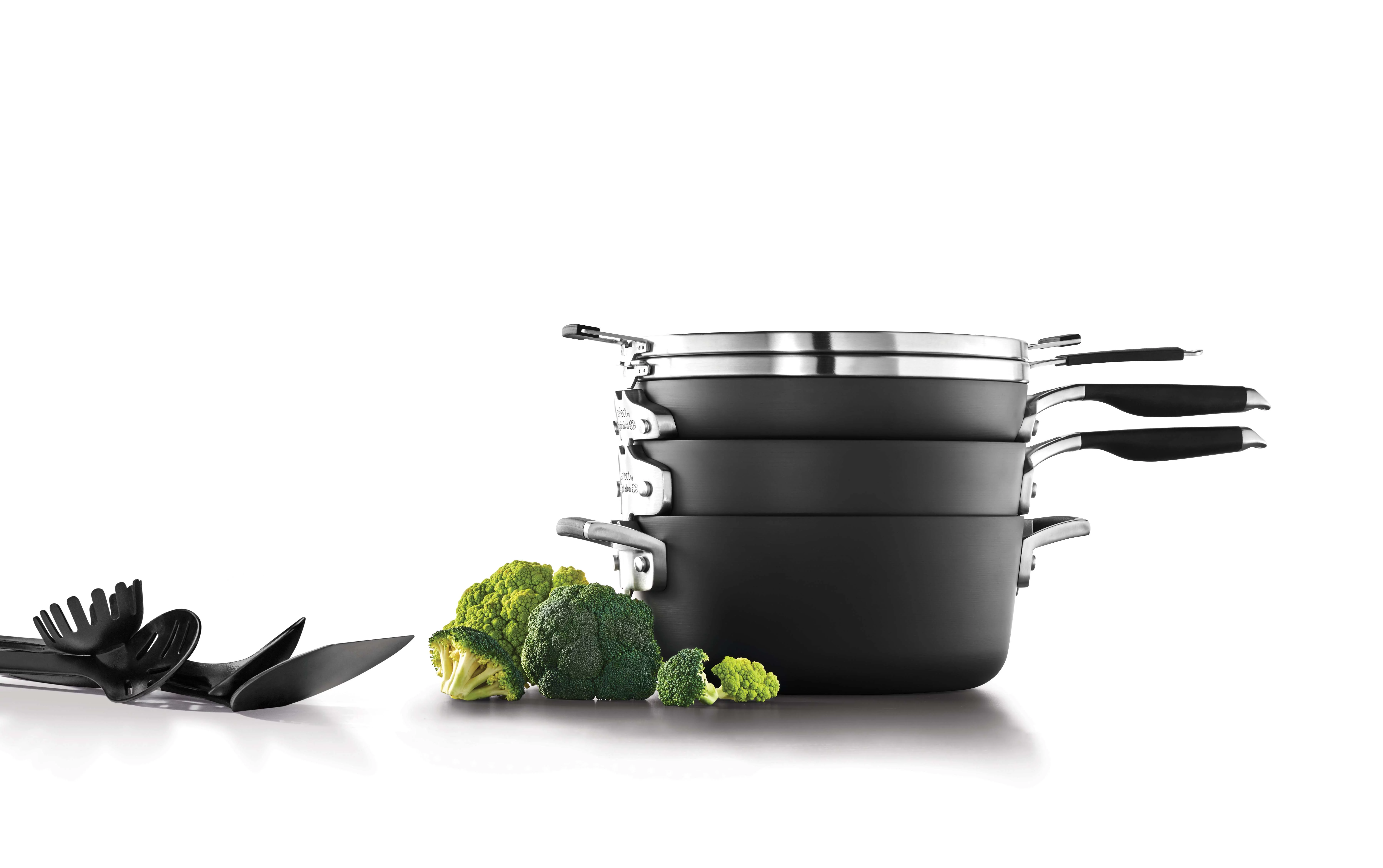 Select by Calphalon Space-Saving Hard Anodized Nonstick Pots and Pans, 14-Piece Cookware and Utensil Set