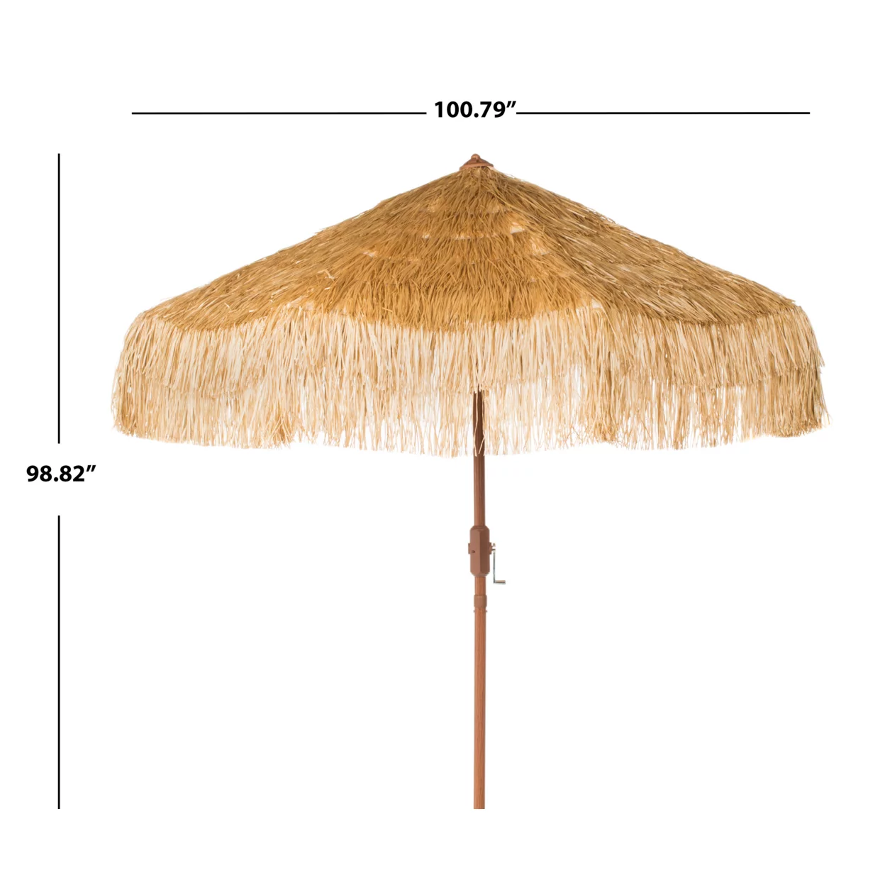SAFAVIEH Outdoor Collection Tiki 9-Foot Crank Umbrella Tan