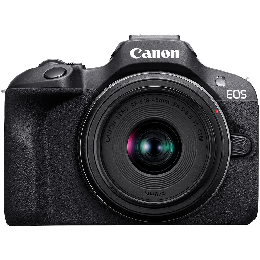 Canon EOS R100 Mirrorless Camera with 18-45mm Lens (6052C012) + Filter Kit + Corel Photo Software + Bag + 64GB Card + LPE17 Battery + Charger + Card Reader + Flex Tripod + Cleaning Kit + More