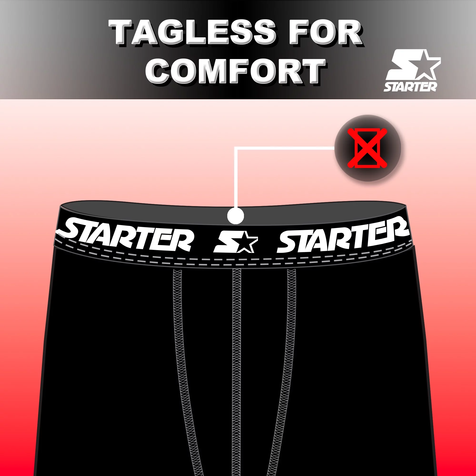 Starter Mens Boxer Briefs Active Performance Breathable Underwear for Men, Black Red Large 6-Pack