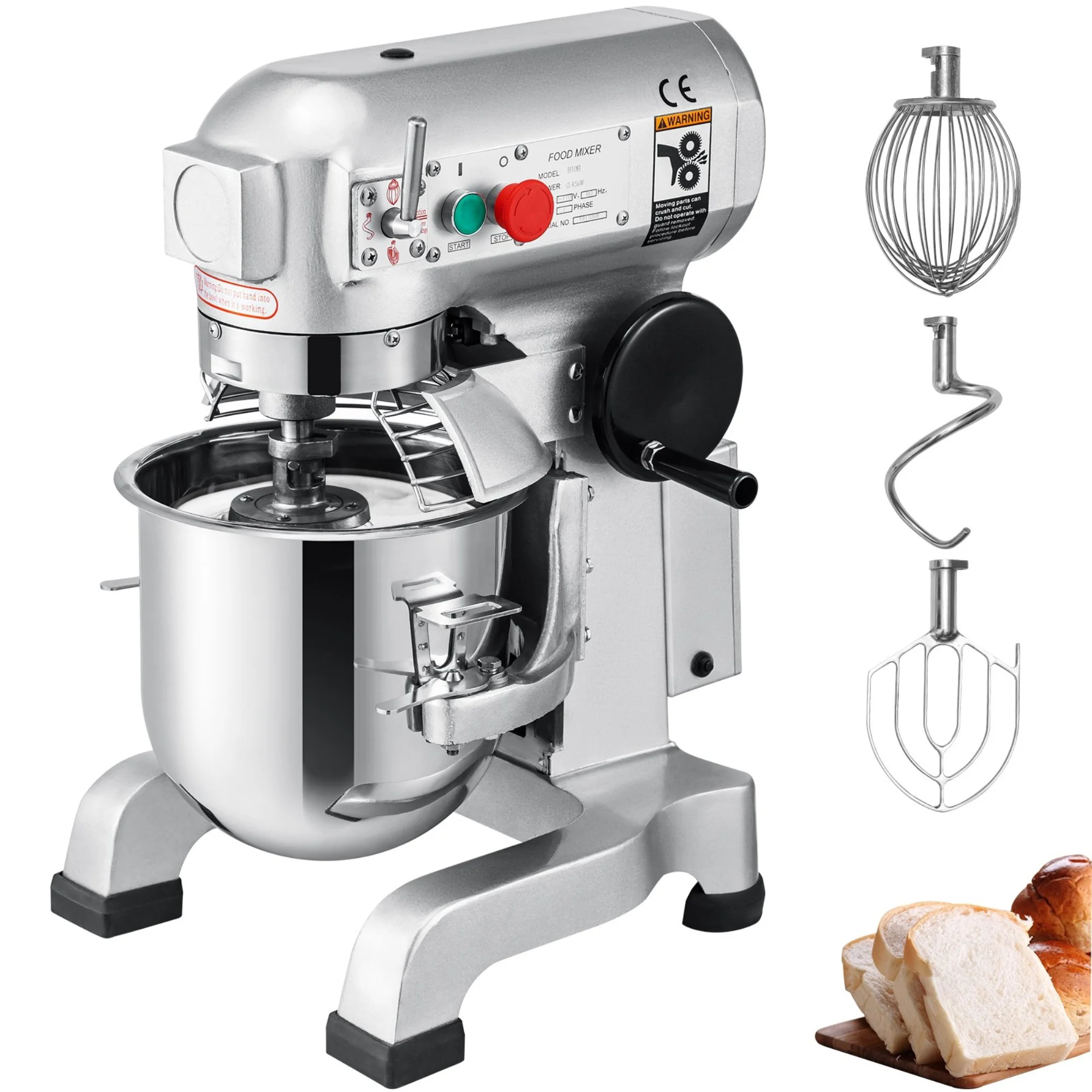 VEVOR Commercial 20Qt Dough Food Mixer 3 Speed Gear Driven Pizza Bakery 750W