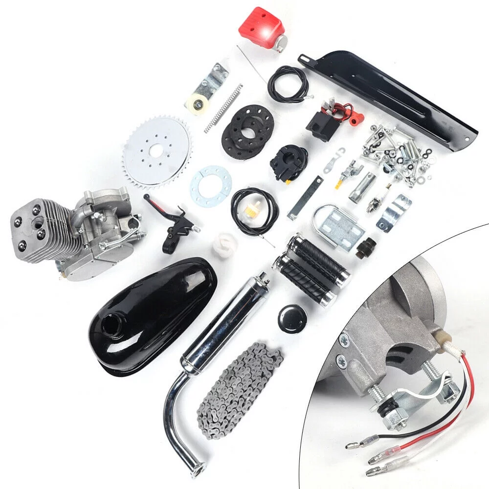 Miumaeov 100CC Bicycle Gasoline Engine Motorized Motor Chain Muffler Complete Assembly Gas Motorized Motor Bike Modified Kit for 26