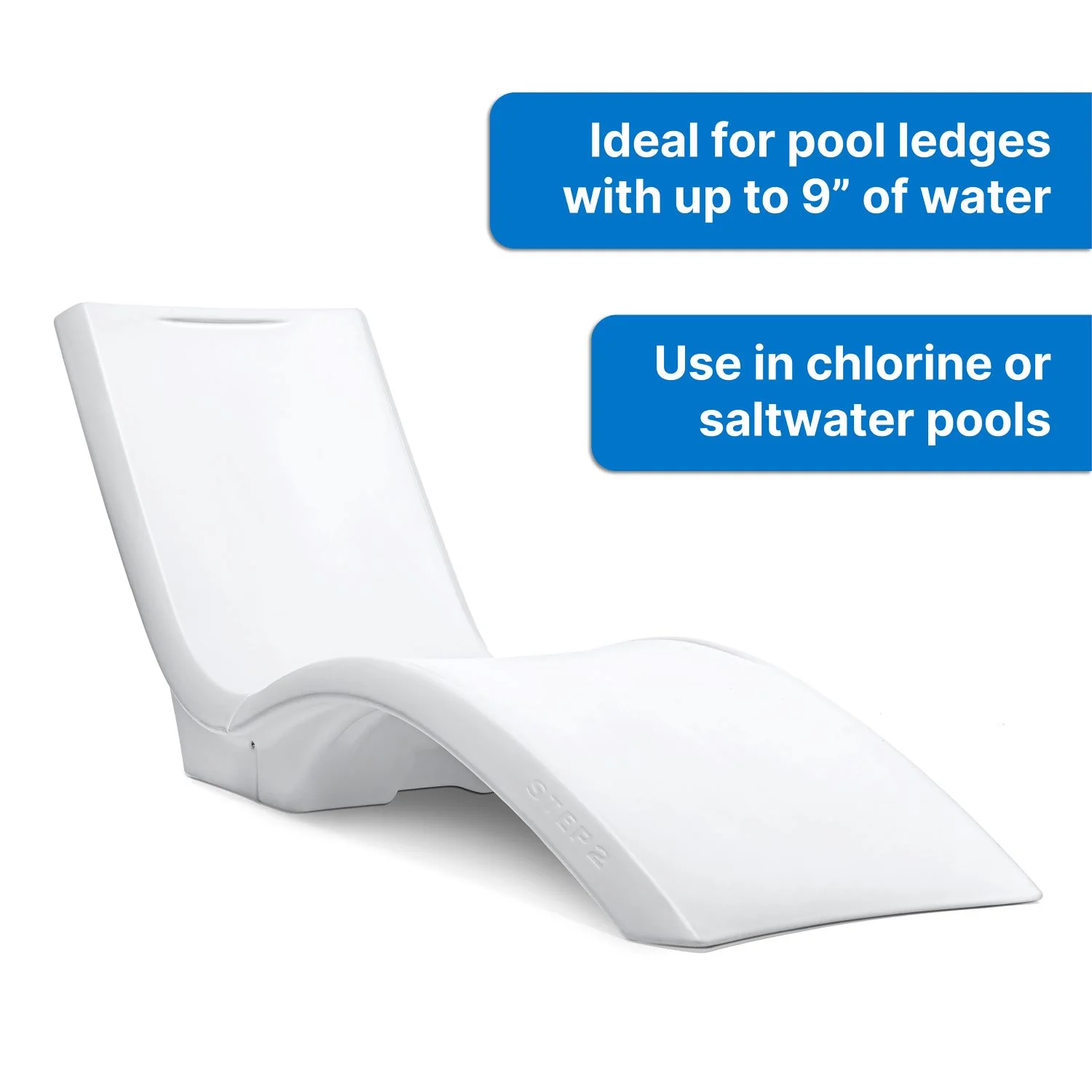 Step2 Vero Pool Lounger – White – Pool Lounge Chair – Sleek, Durable Outdoor Chaise Lounger – Use In Pool Tanning Ledge, Sun Shelf, Baja Shelf or Outside on the Pool Deck